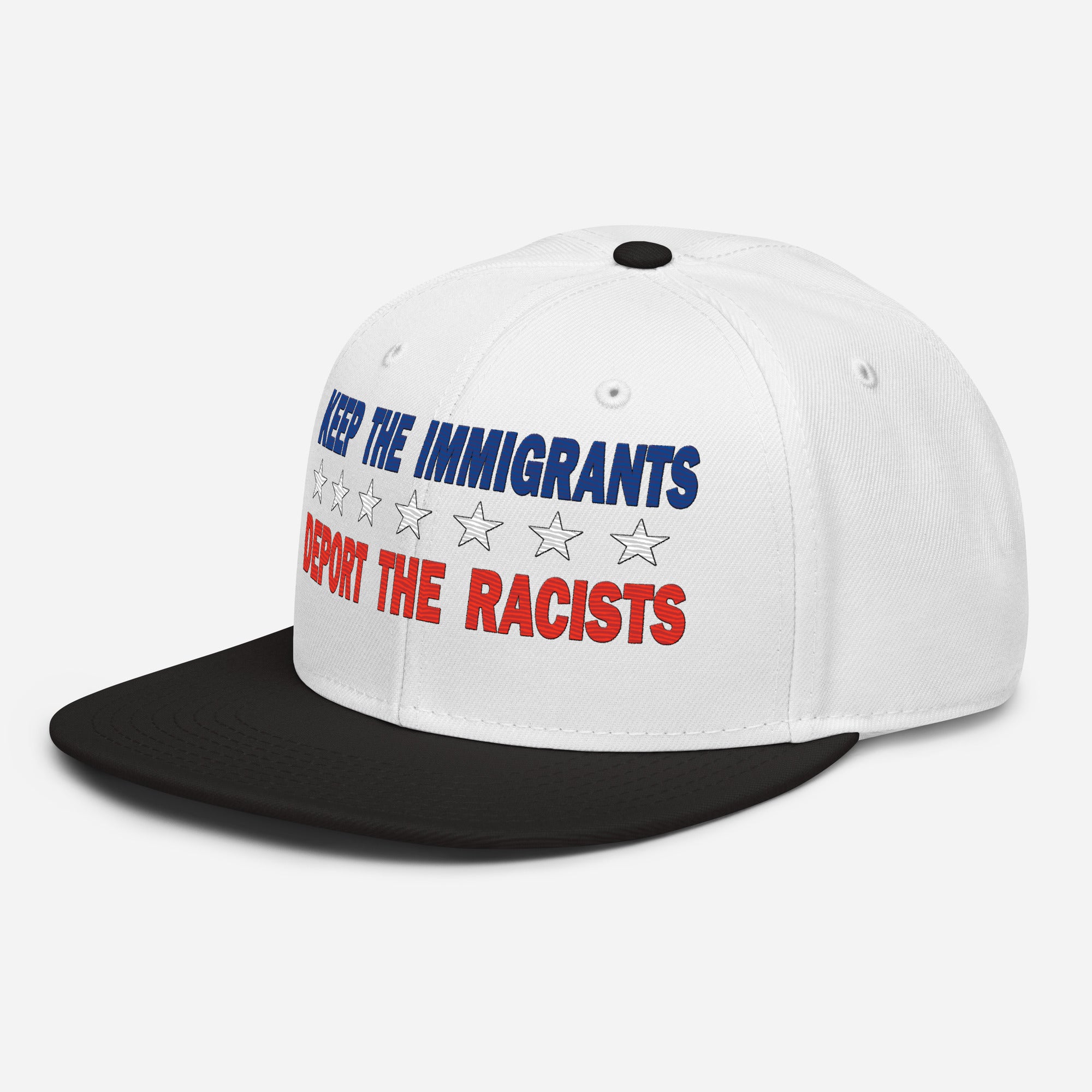 KEEP THE IMMIGRANTS  SNAPBACK CAP/Black/White/White