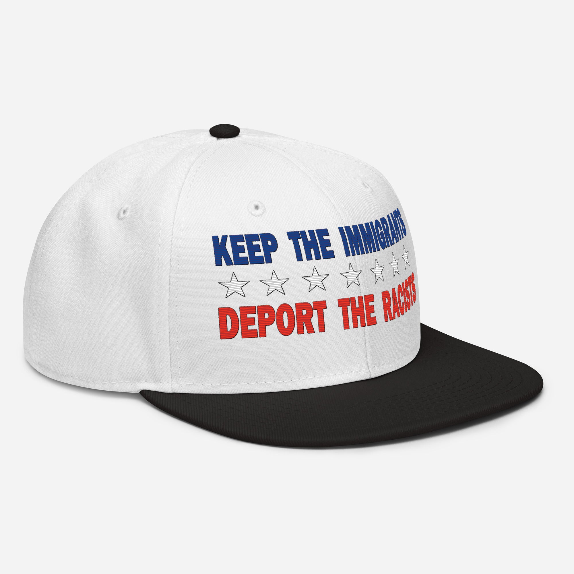 KEEP THE IMMIGRANTS  SNAPBACK CAP/Black/White/White