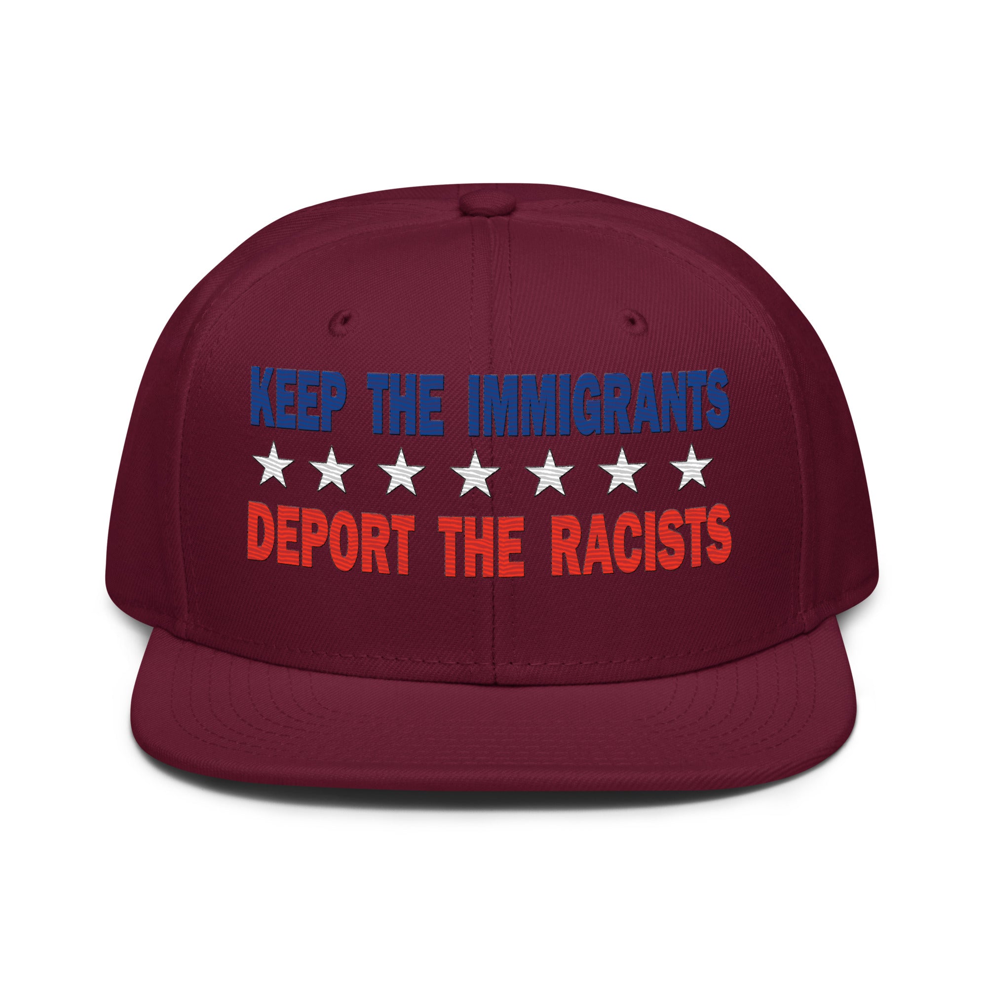 KEEP THE IMMIGRANTS  SNAPBACK CAP/Burgundy maroon