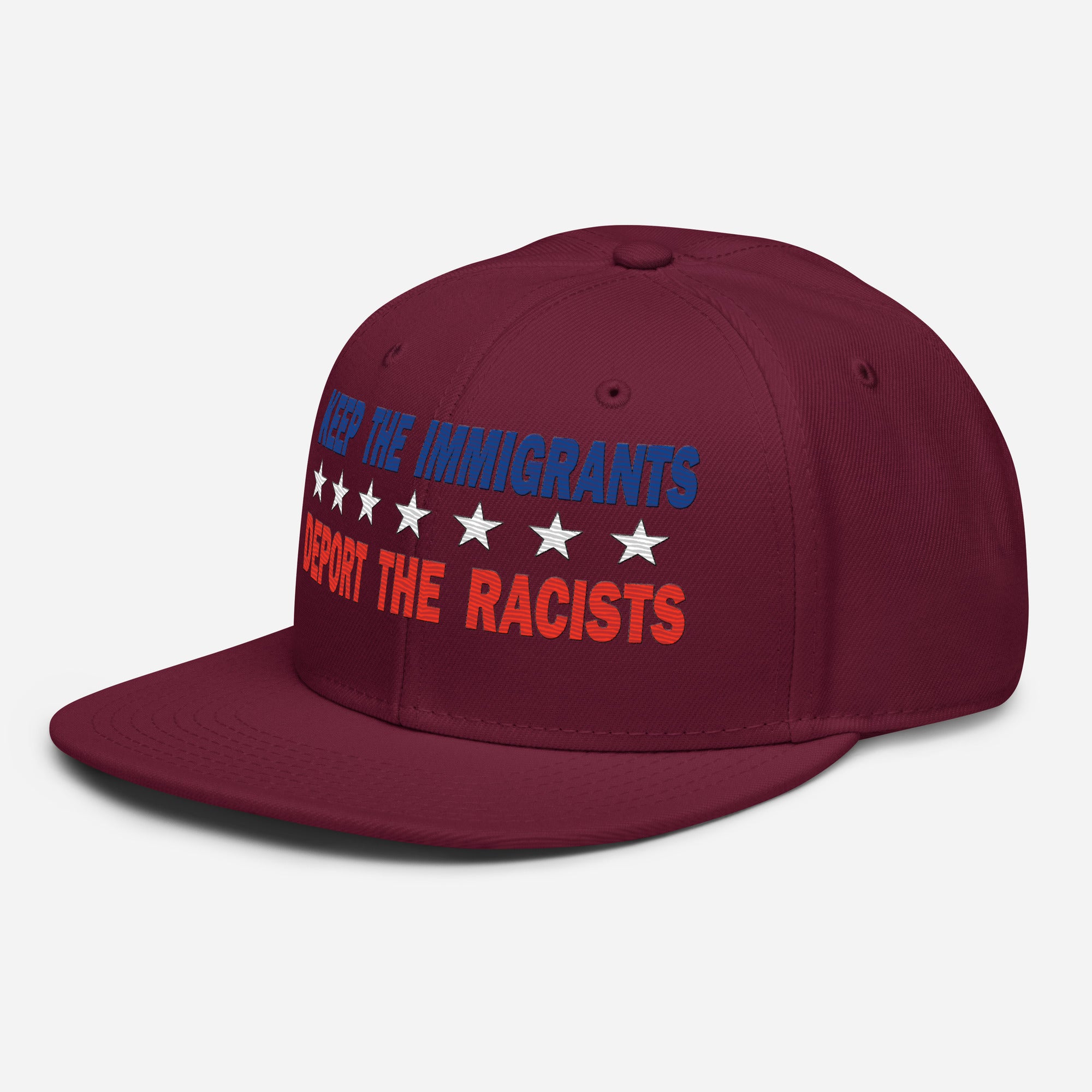 KEEP THE IMMIGRANTS  SNAPBACK CAP/Burgundy maroon