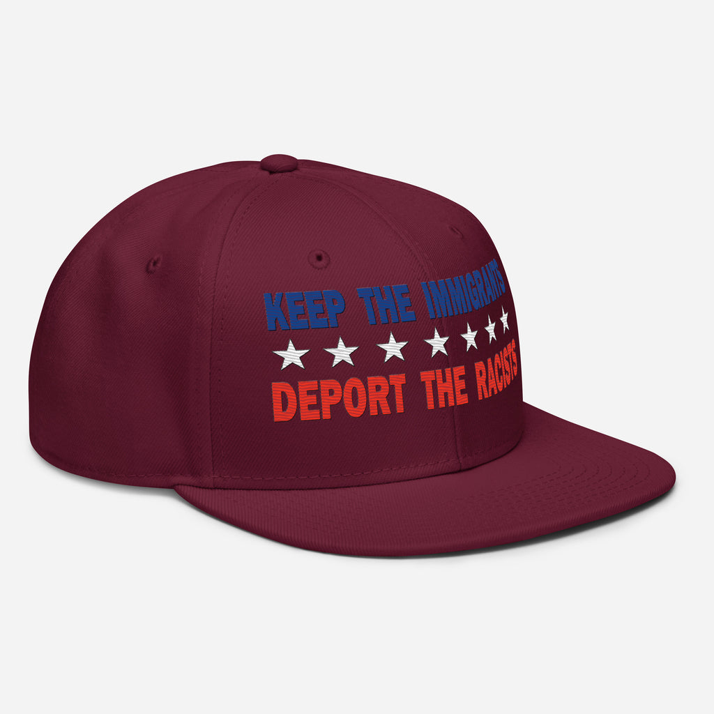 KEEP THE IMMIGRANTS  SNAPBACK CAP/Burgundy maroon