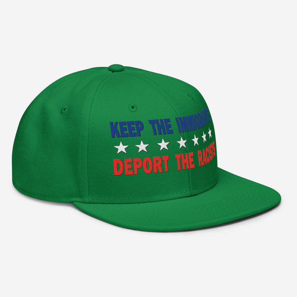 KEEP THE IMMIGRANTS  SNAPBACK CAP/Kelly green