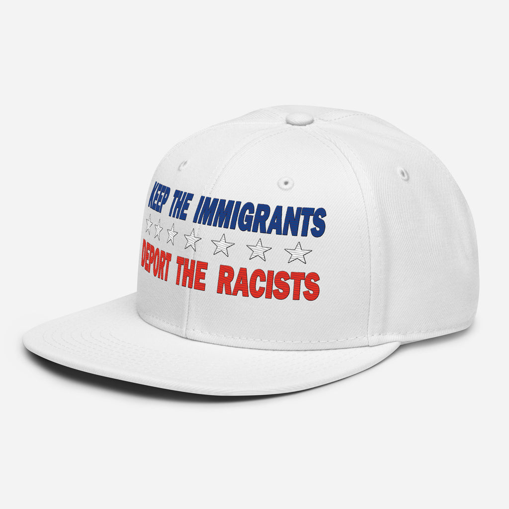 KEEP THE IMMIGRANTS  SNAPBACK CAP/White