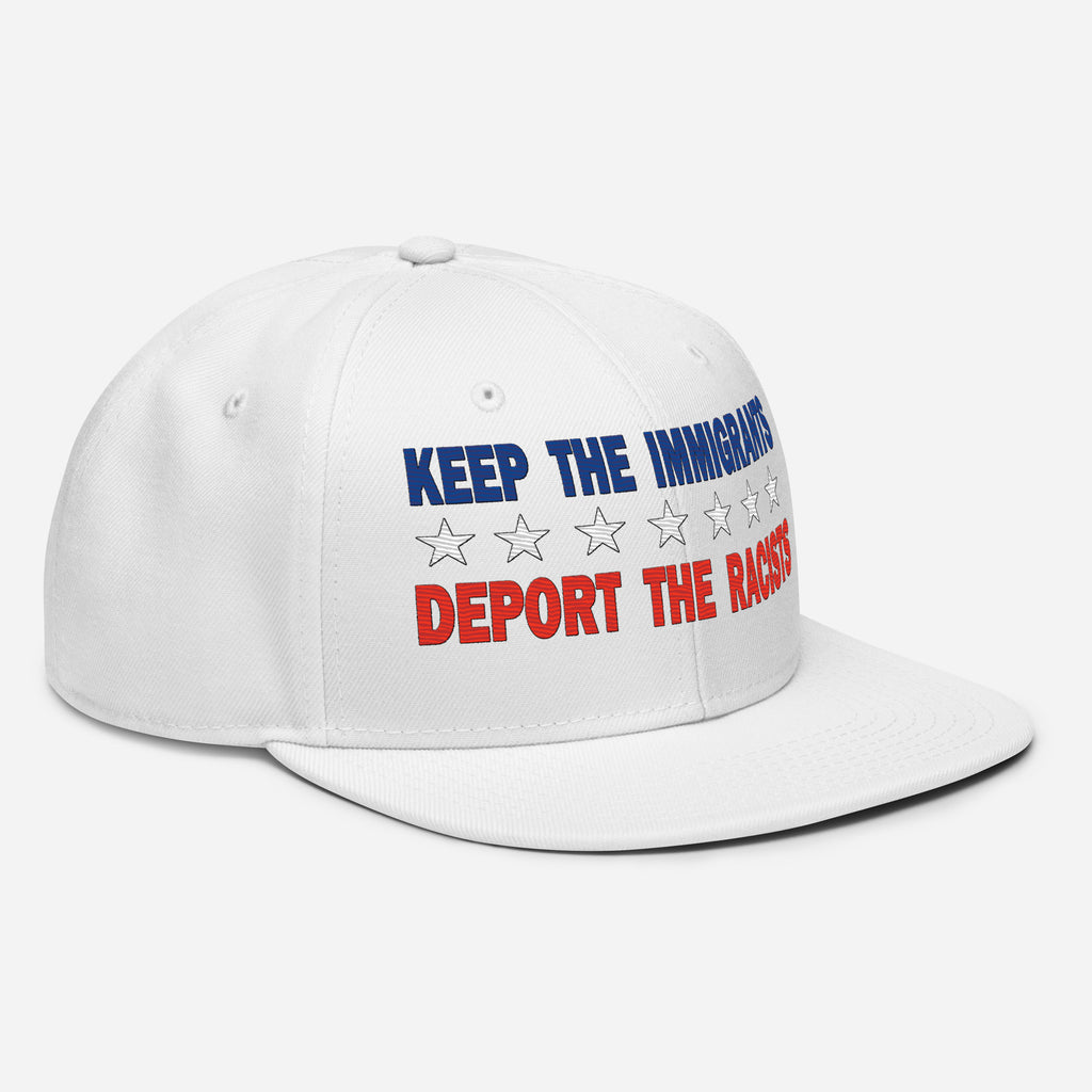 KEEP THE IMMIGRANTS  SNAPBACK CAP/White