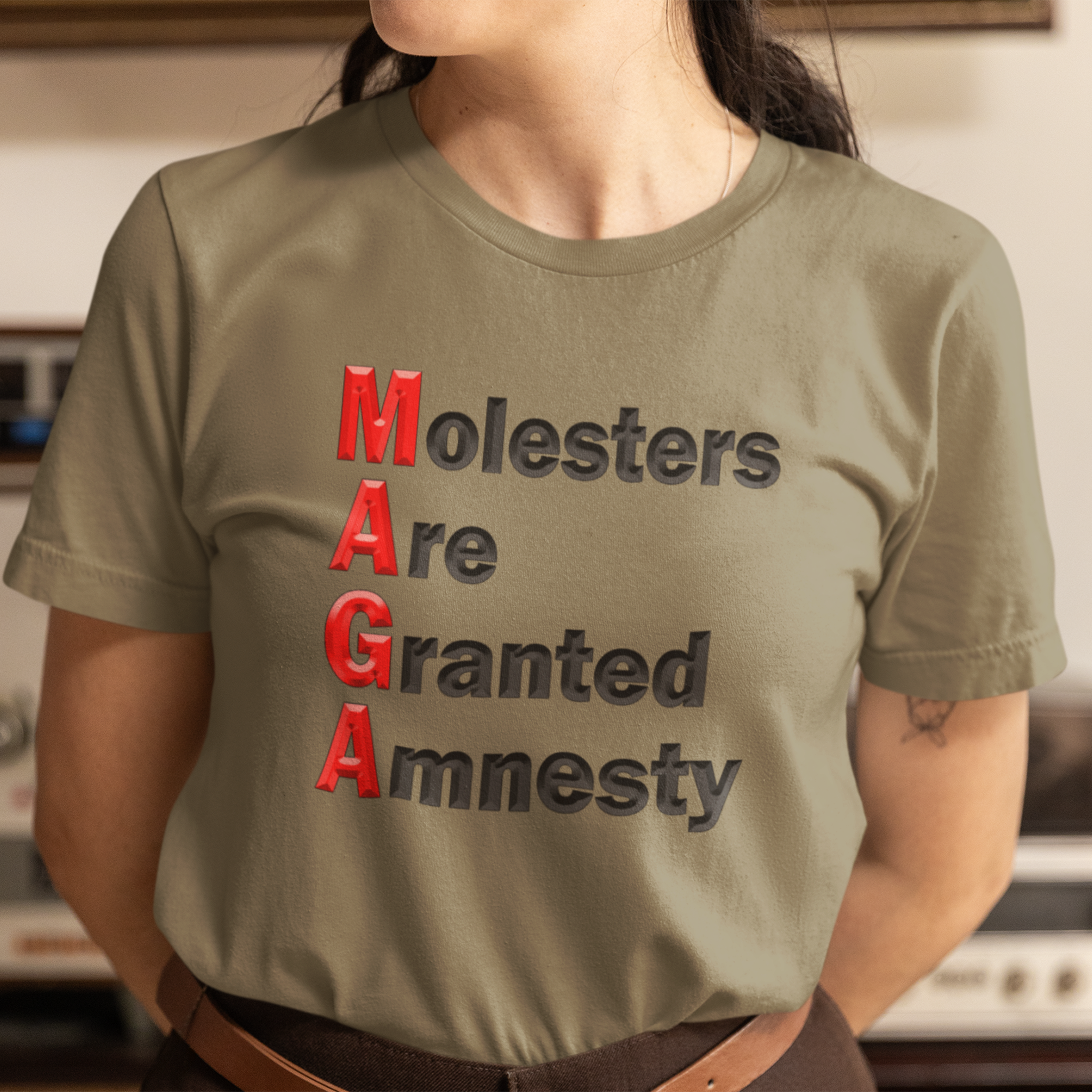 MAGA AMNESTY T-SHIRT/HEATHER OLIVE