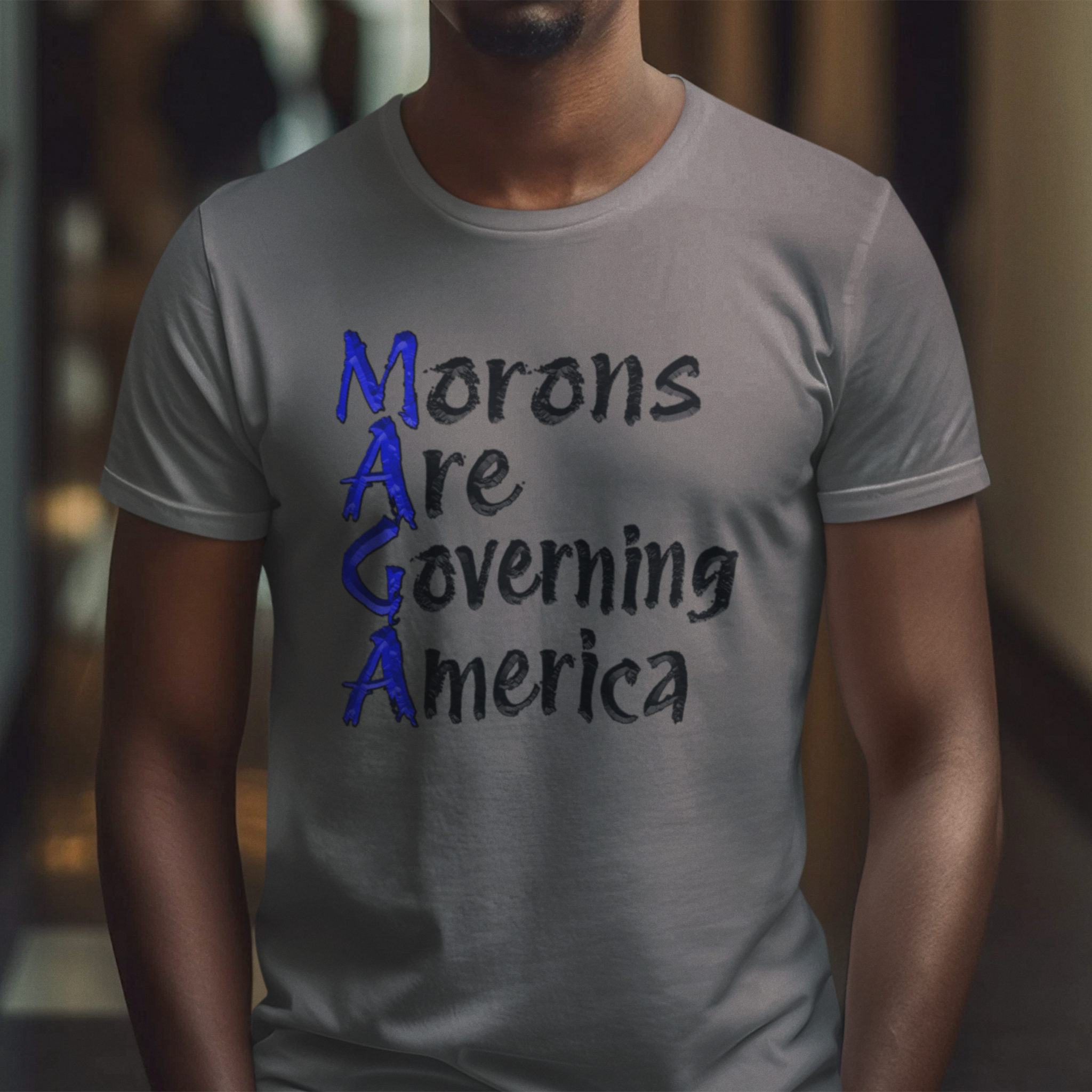 MORONS ARE GOVERNING T-SHIRT/DEEP HEATHER