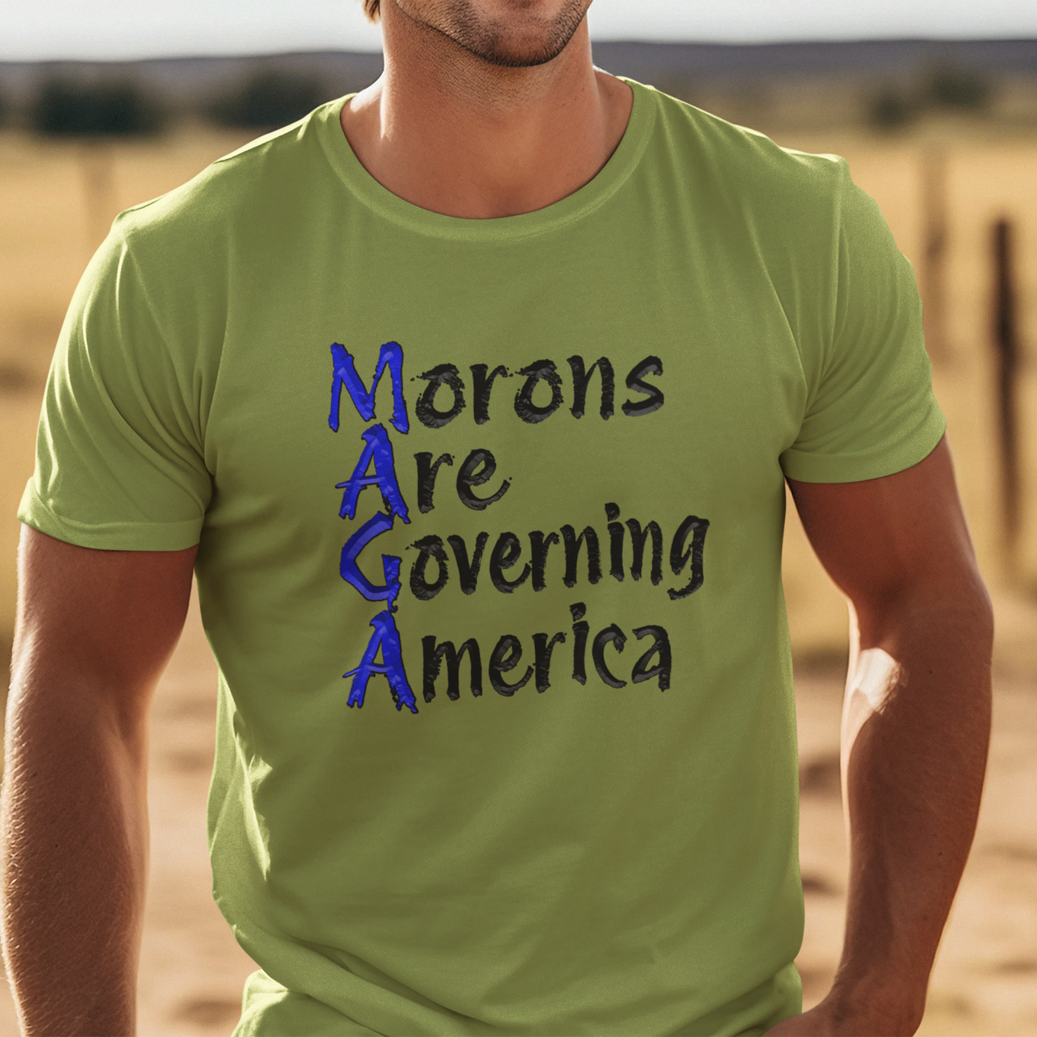 MORONS ARE GOVERNING T-SHIRT/HEATHER GREEN