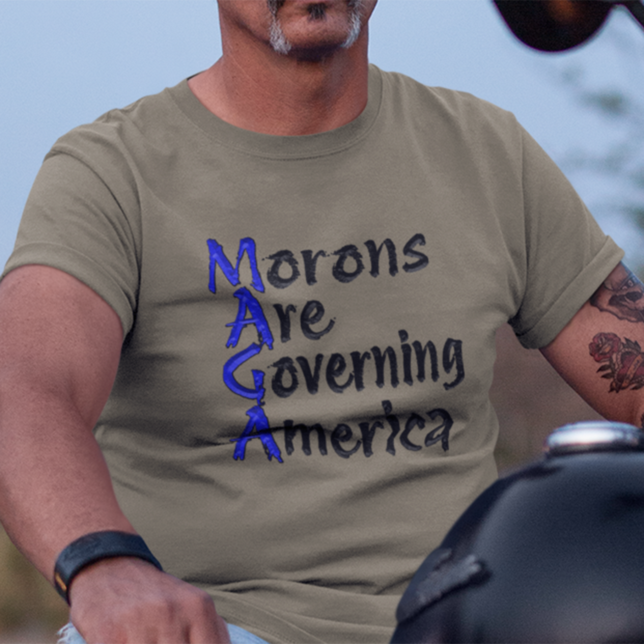 MORONS ARE GOVERNING T-SHIRT/HEATHER OLIVE
