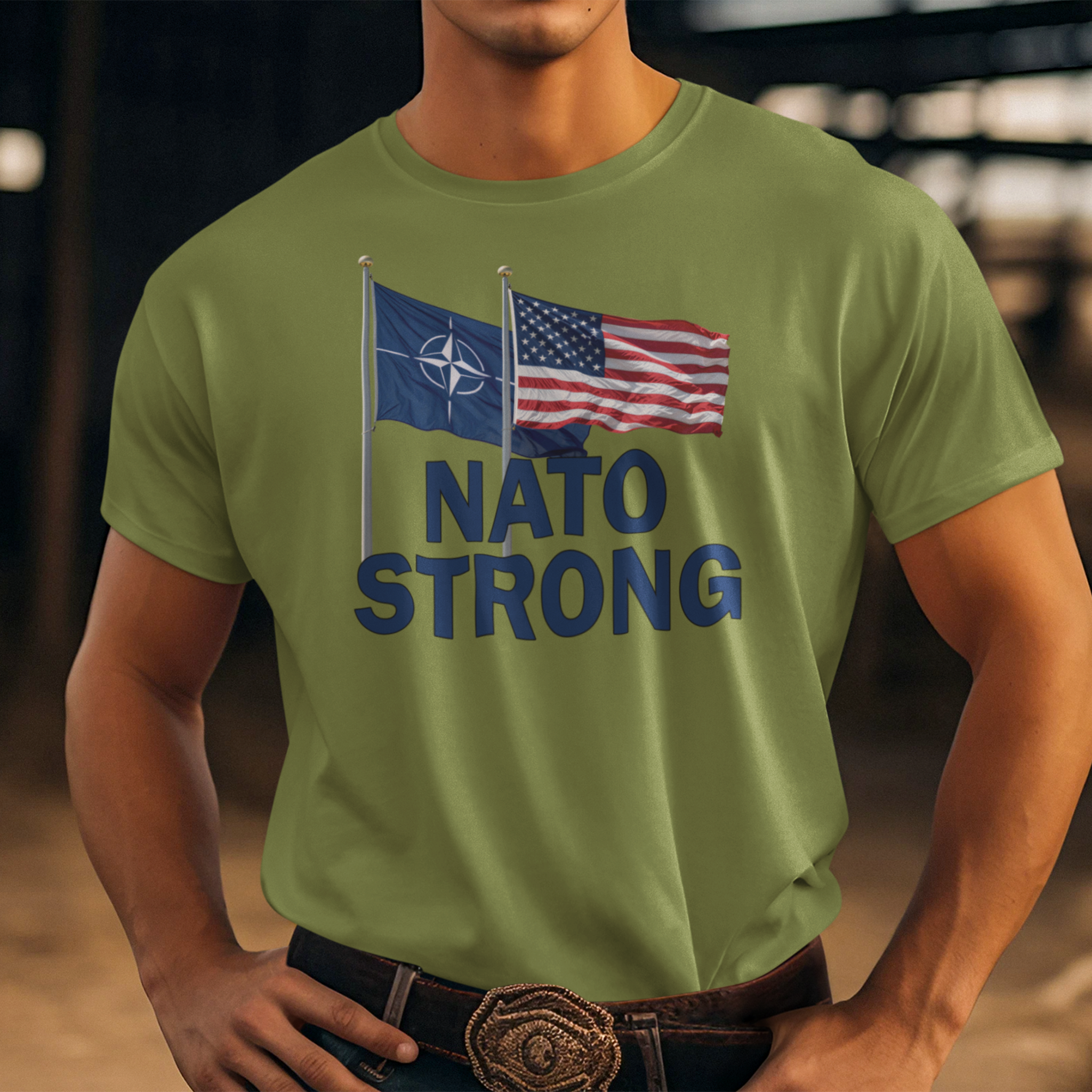 NATO STRONG T-SHIRT/HEATHER GREEN
