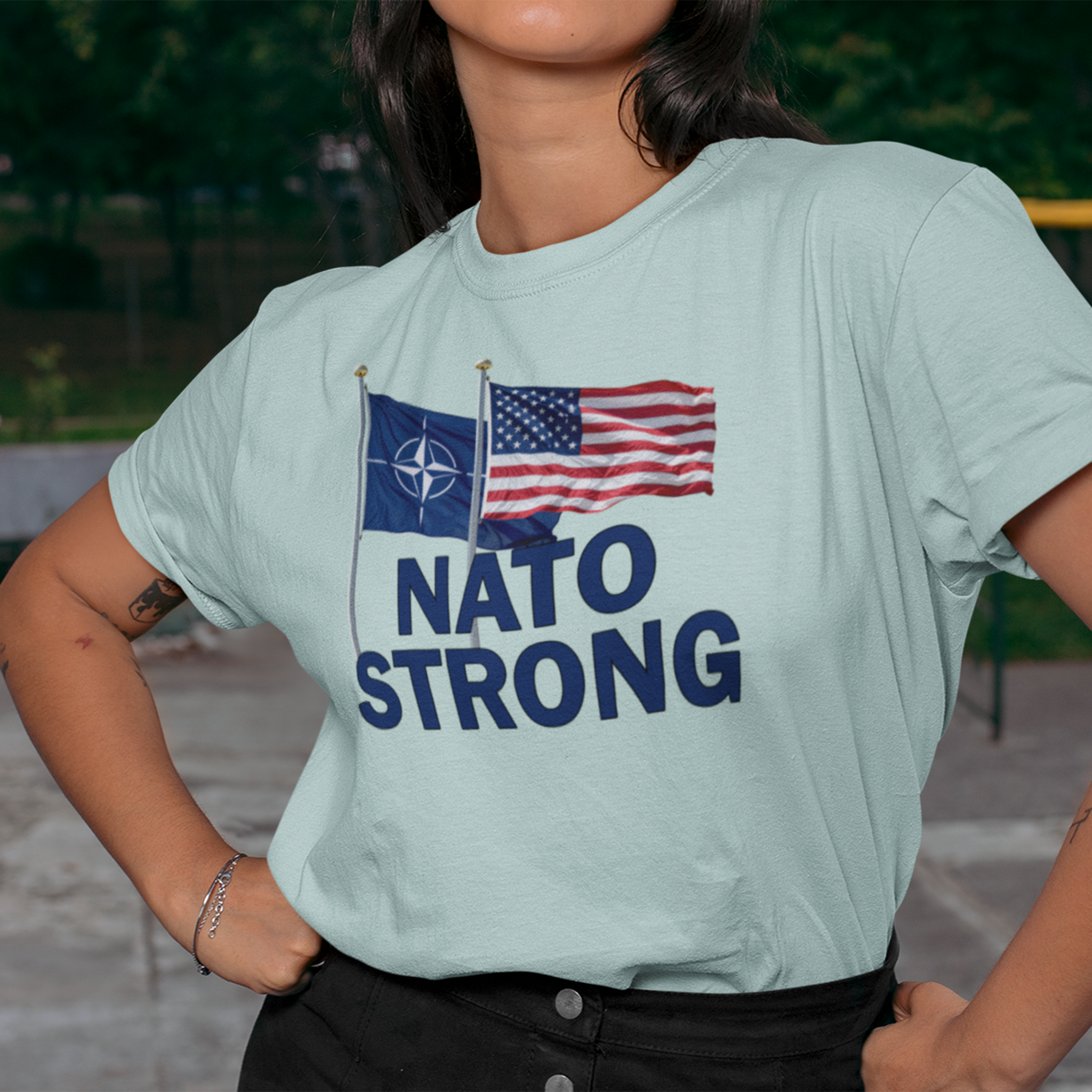NATO STRONG T-SHIRT/HEATHER ICE BLUE