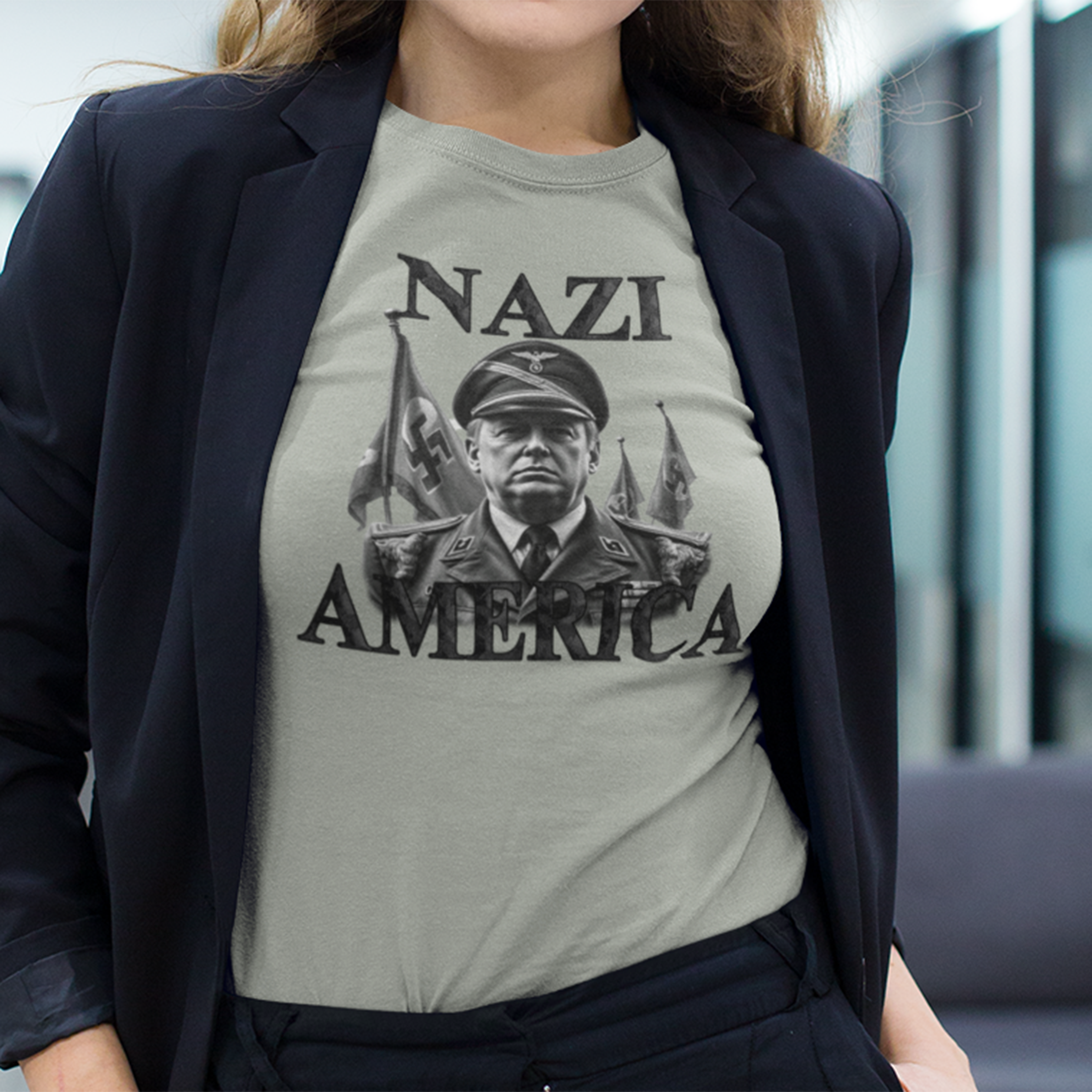 NAZI AMERICA T-SHIRT/ATHLETIC HEATHER
