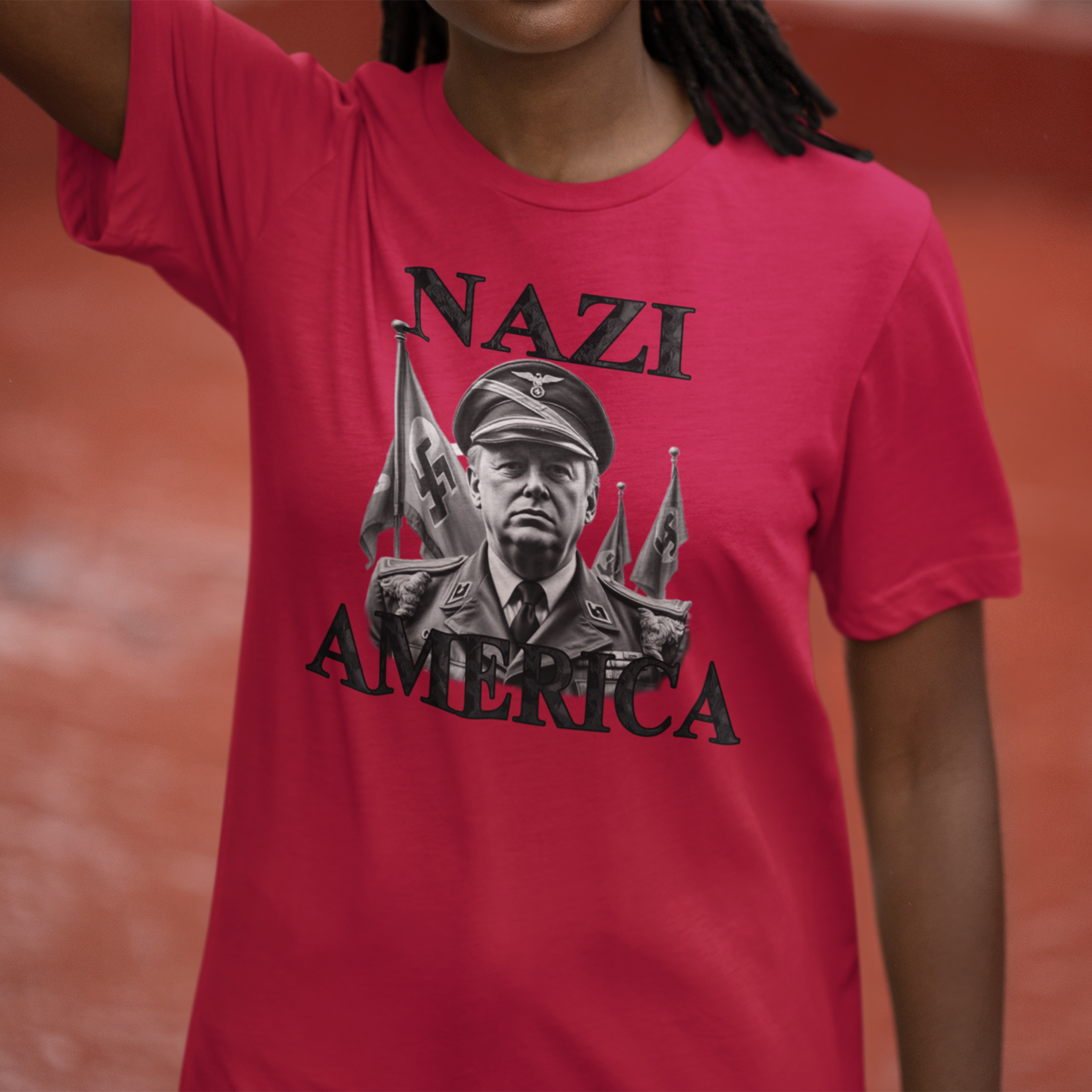 NAZI AMERICA T-SHIRT/HEATHER RED