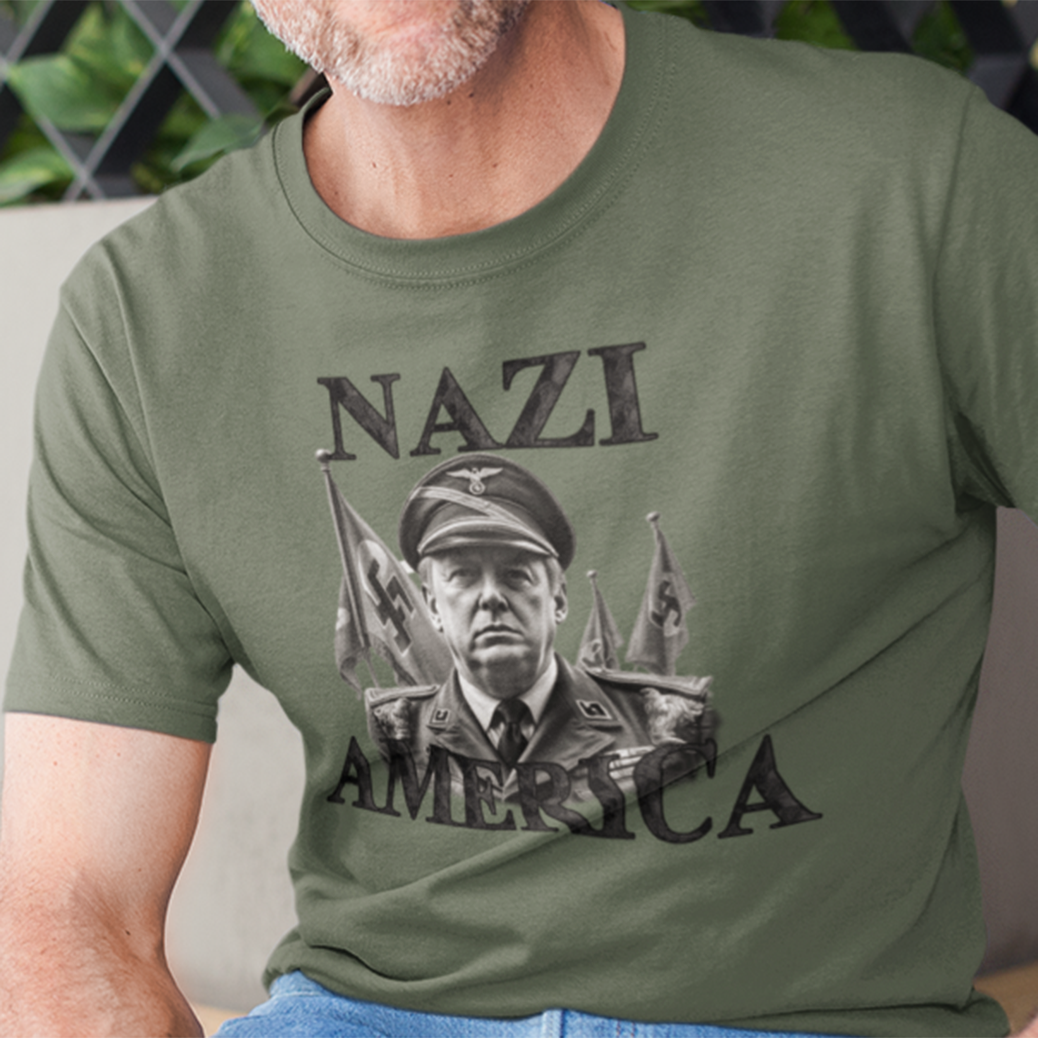 NAZI AMERICA T-SHIRT/MILITARY GREEN