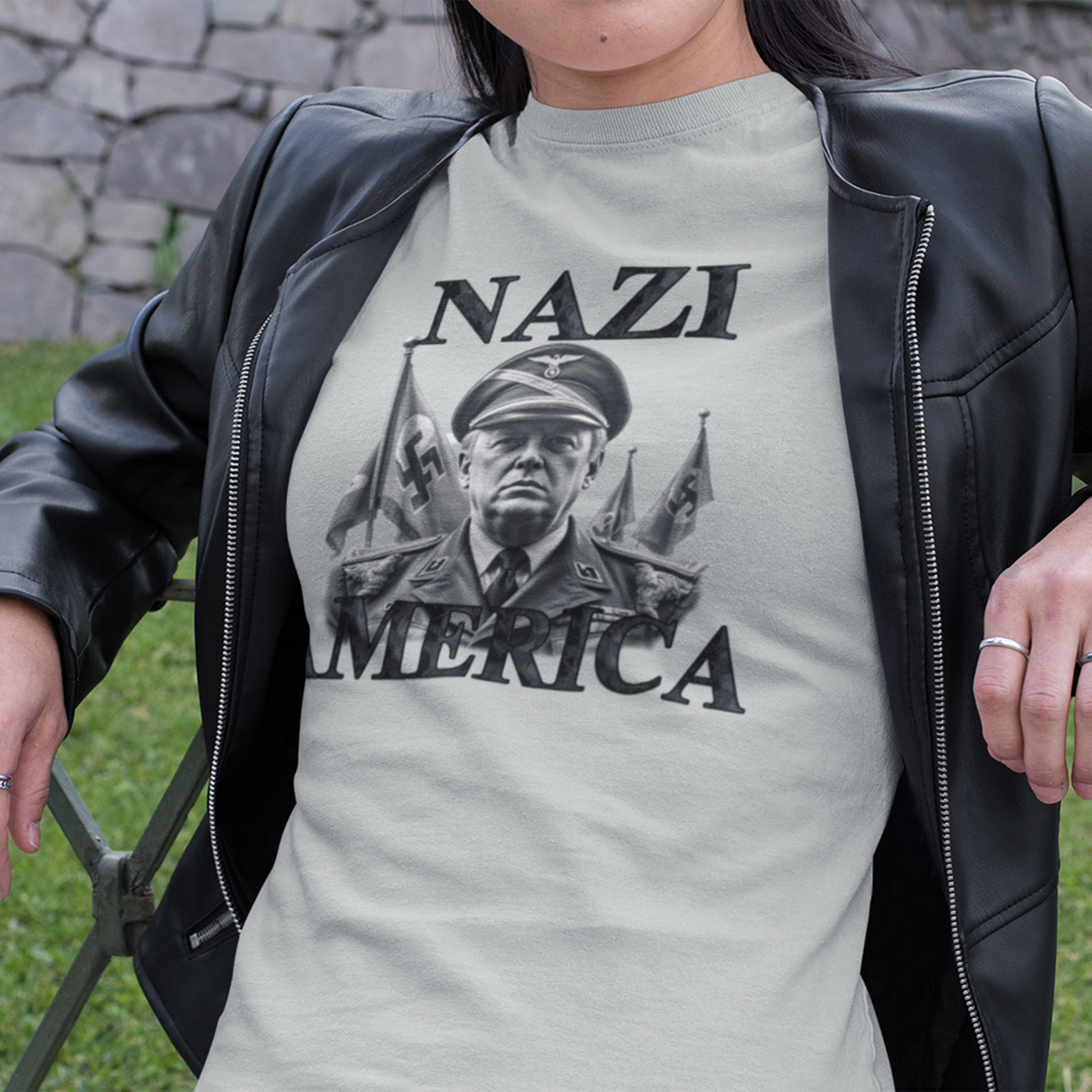 NAZI AMERICA T-SHIRT/SILVER