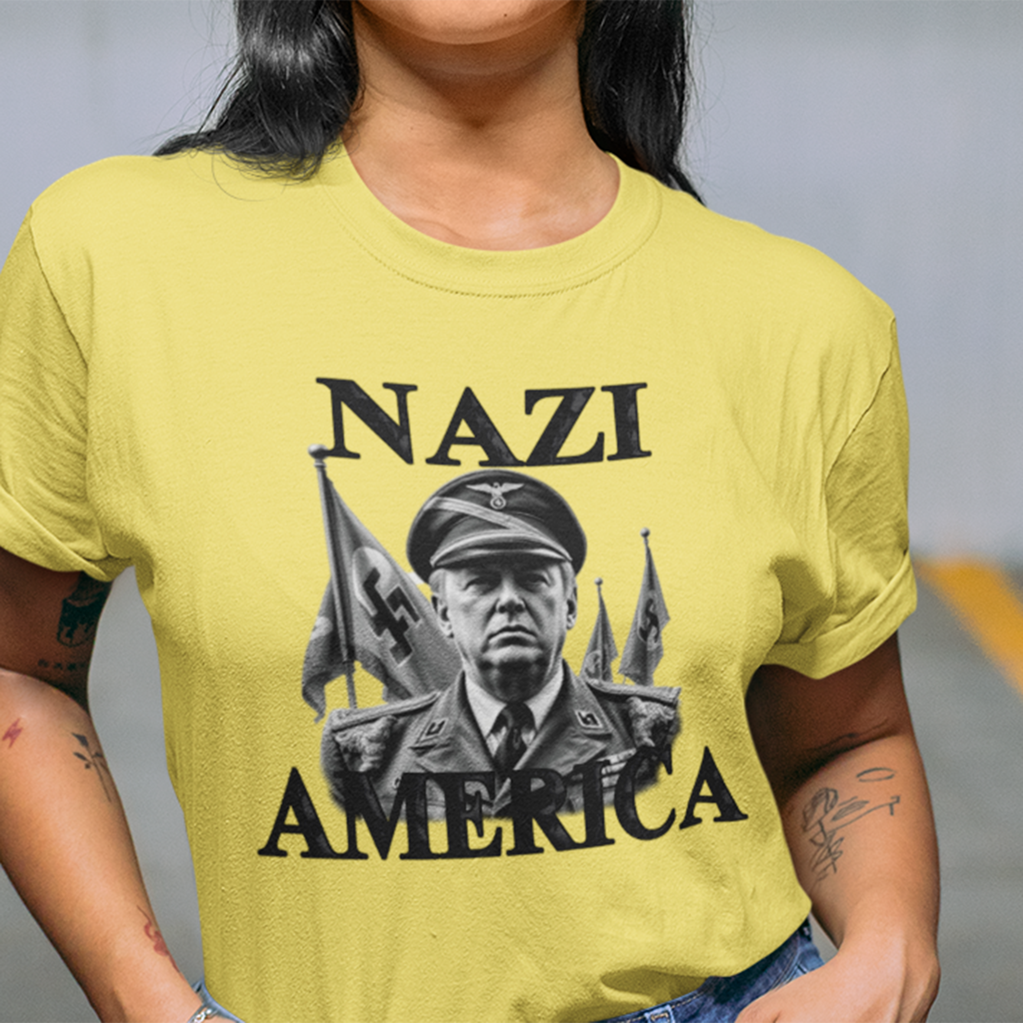 NAZI AMERICA T-SHIRT/YELLOW