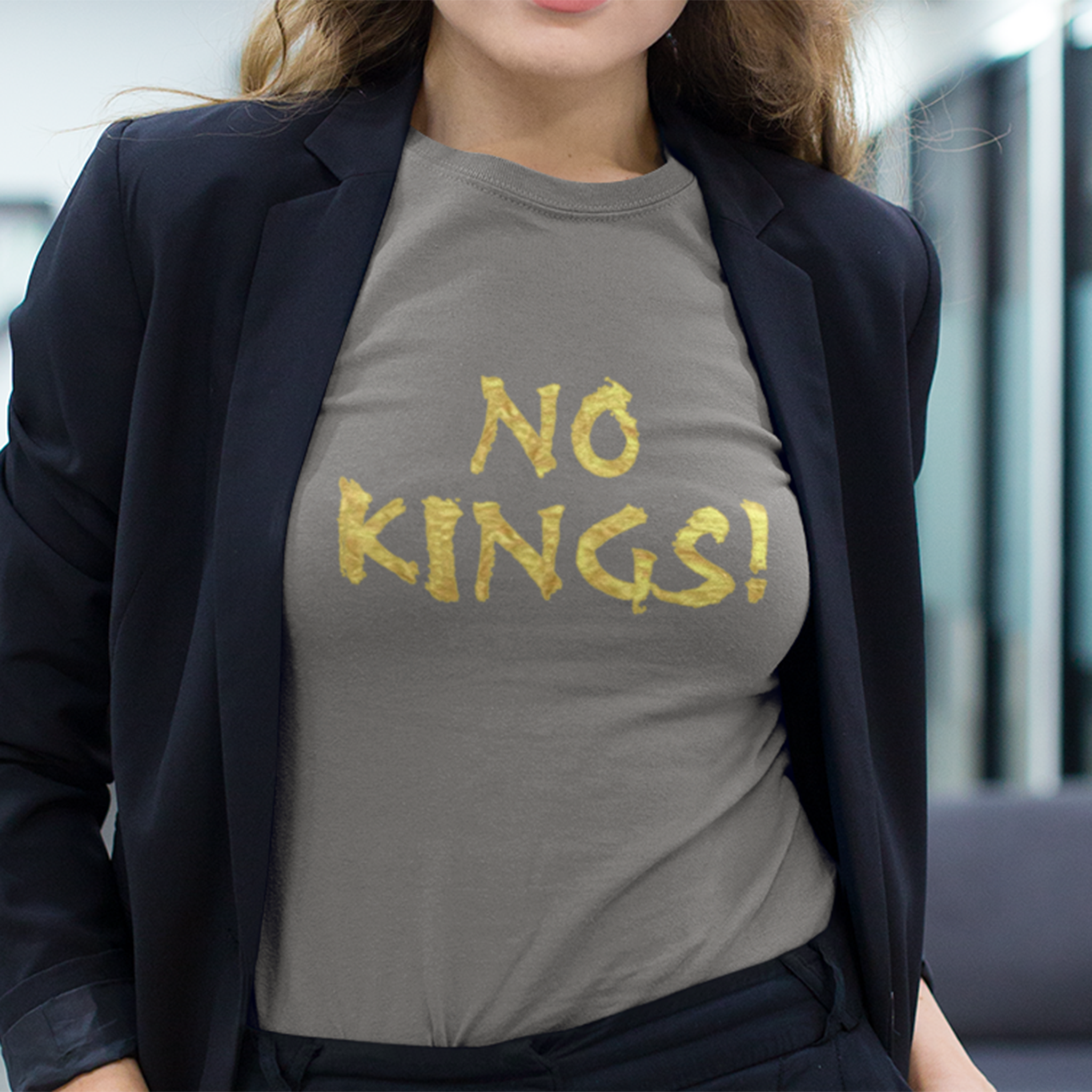 NO KINGS GOLD T-SHIRT/DEEP HEATHER