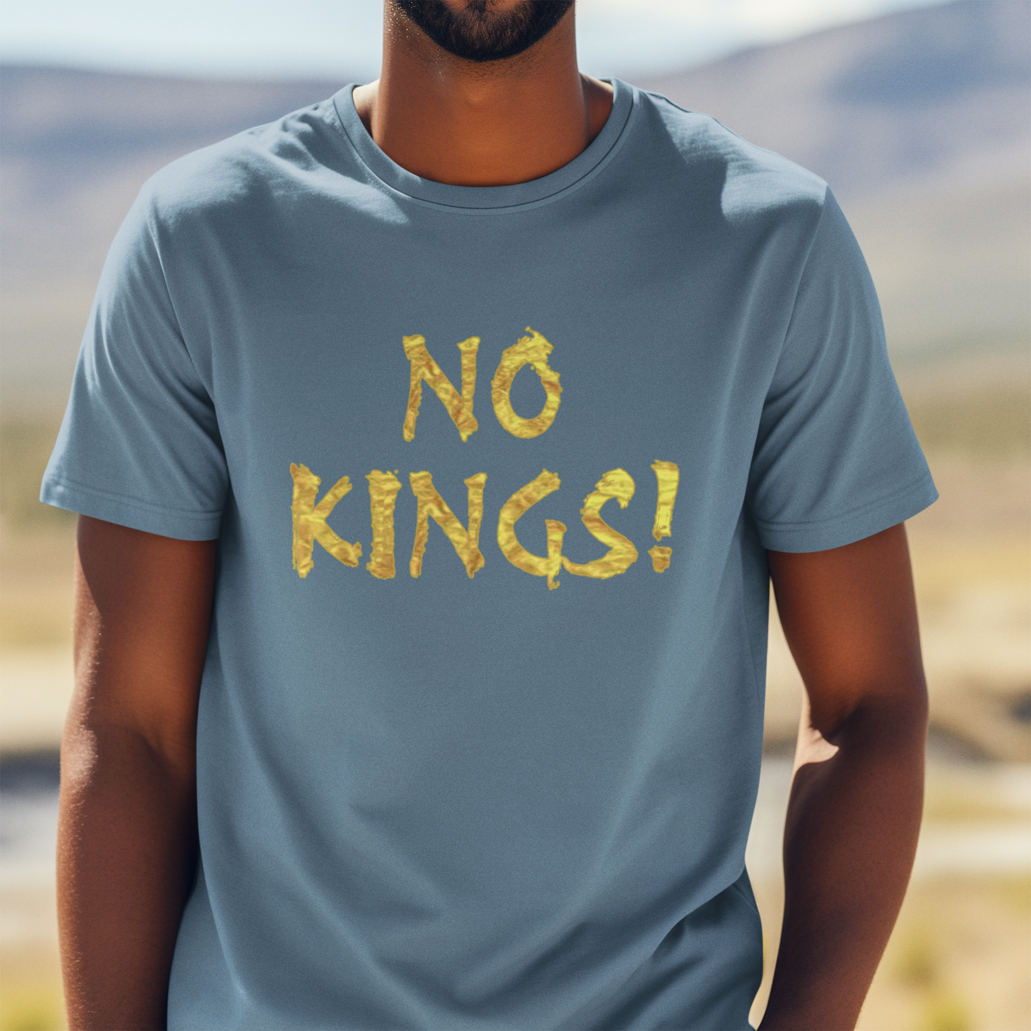 NO KINGS GOLD T-SHIRT/STEEL BLUE