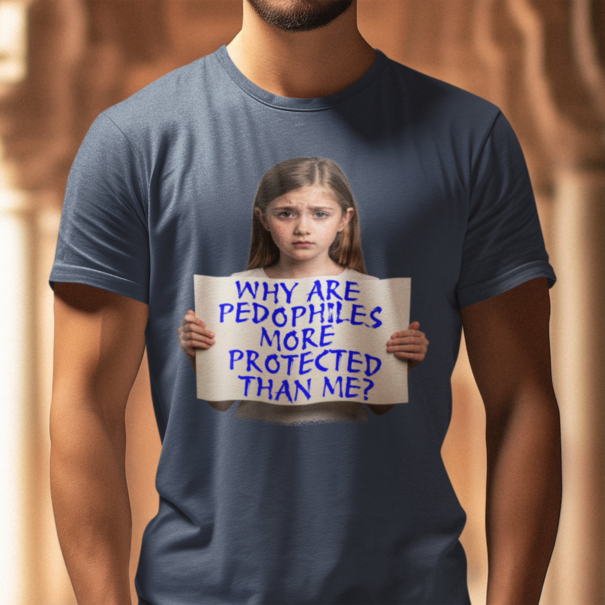 PEDOPHILES T-SHIRT/HEATHER NAVY