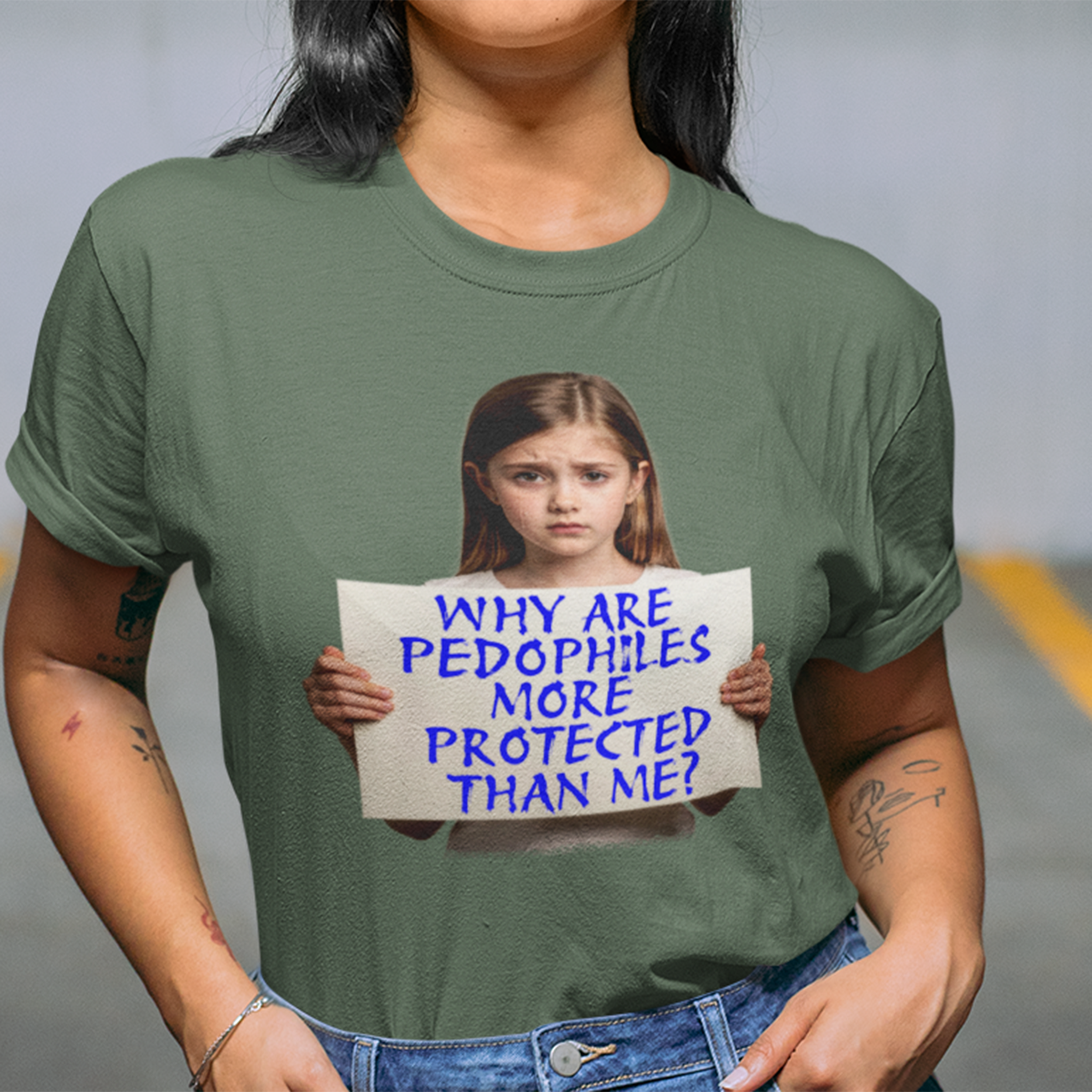 PEDOPHILES T-SHIRT/MILITARY GREEN