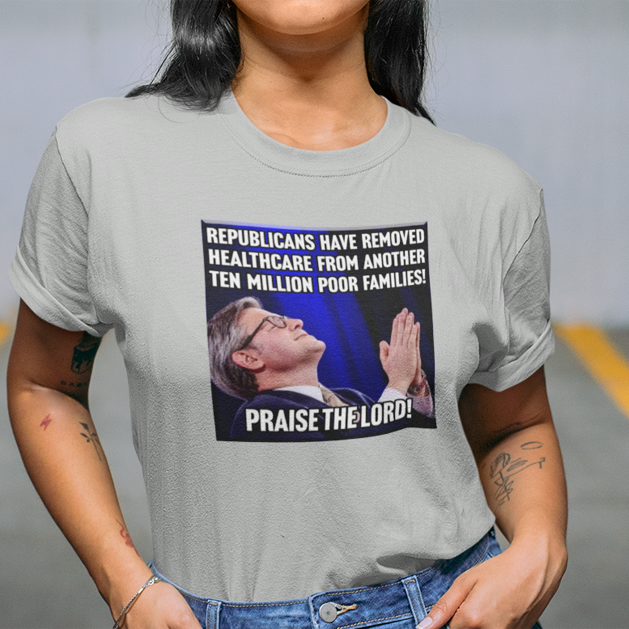 PRAISE THE LORD T-SHIRT/SILVER