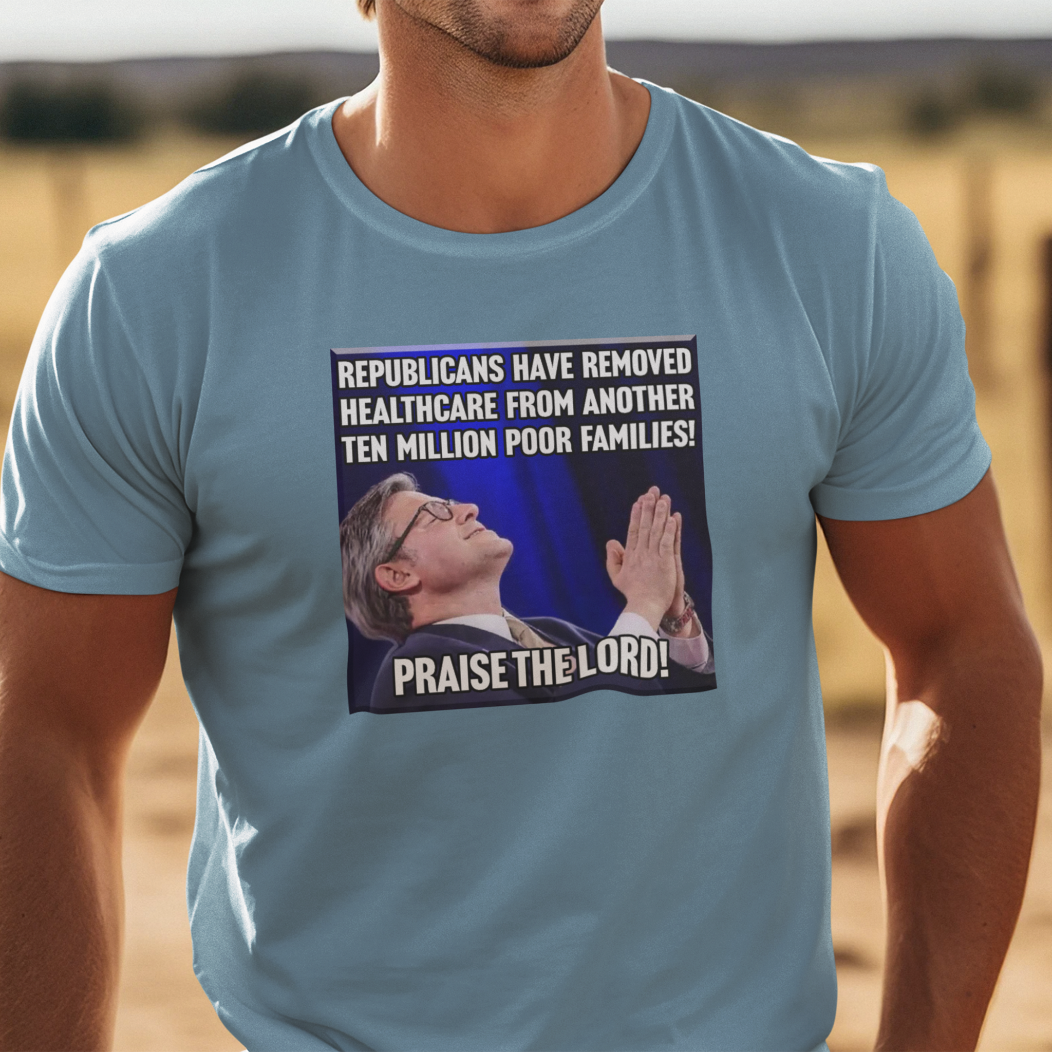 PRAISE THE LORD T-SHIRT/STEEL BLUE
