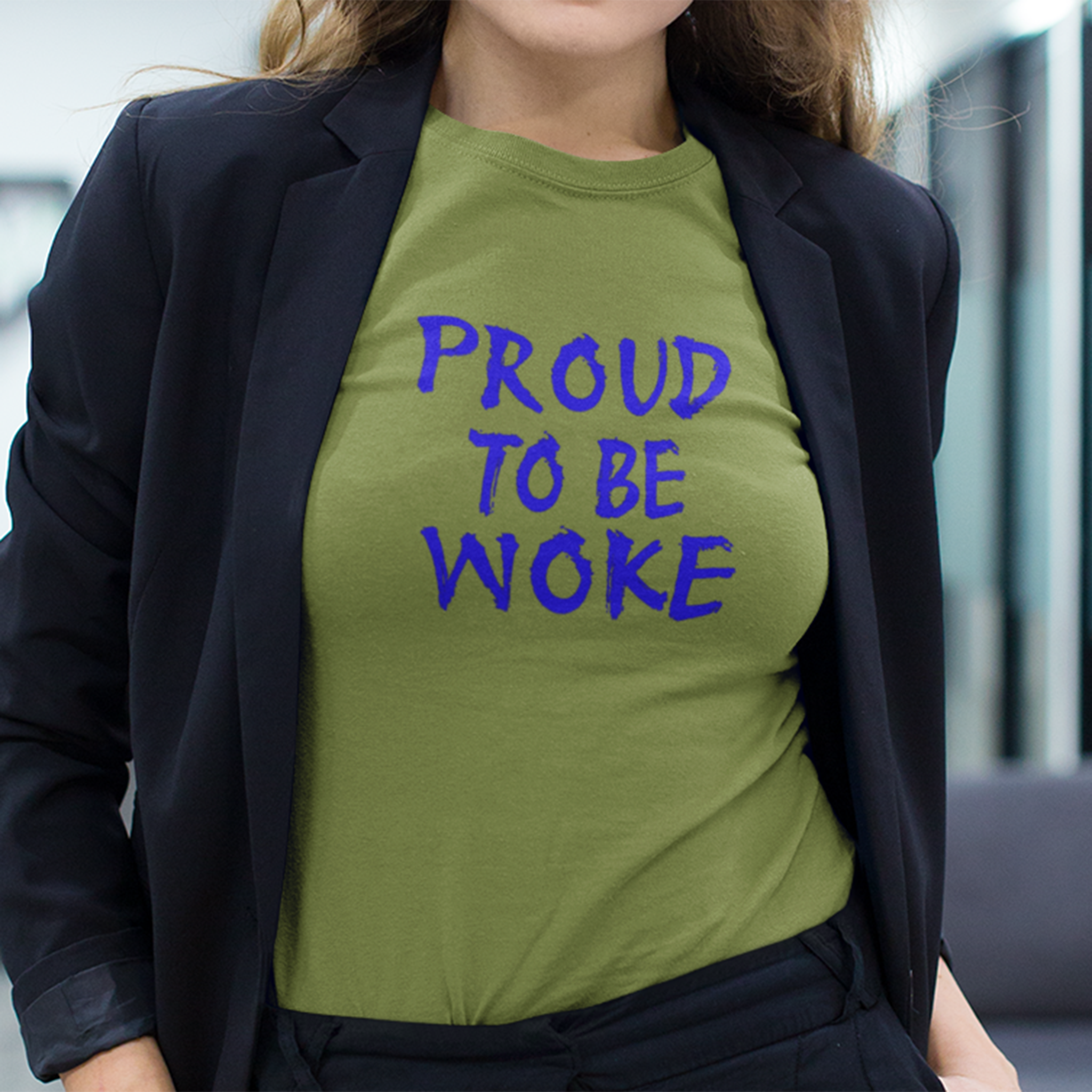 PROUD TO BE WOKE T-SHIRT/HEATHER GREEN