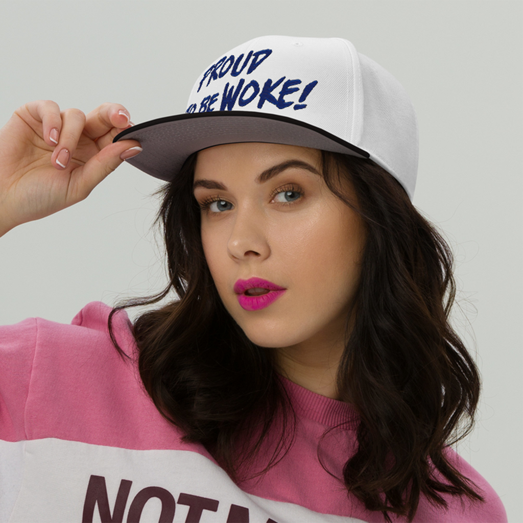PROUD TO BE WOKE SNAPBACK CAP/Black/White/White