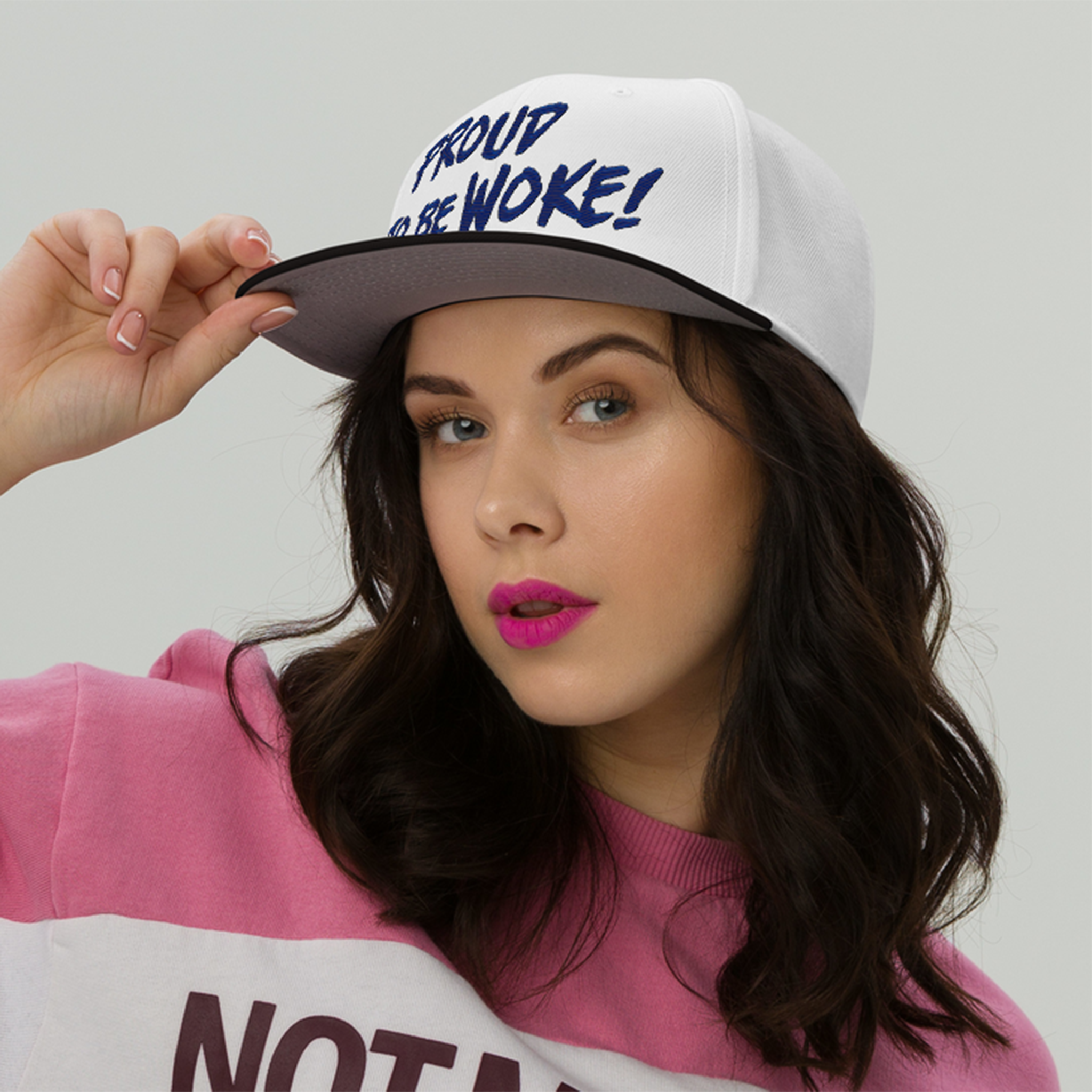 PROUD TO BE WOKE SNAPBACK CAP/Black/White/White