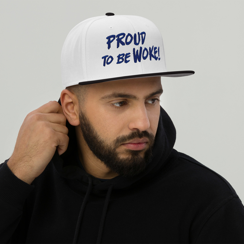 PROUD TO BE WOKE SNAPBACK CAP/Black/White/White