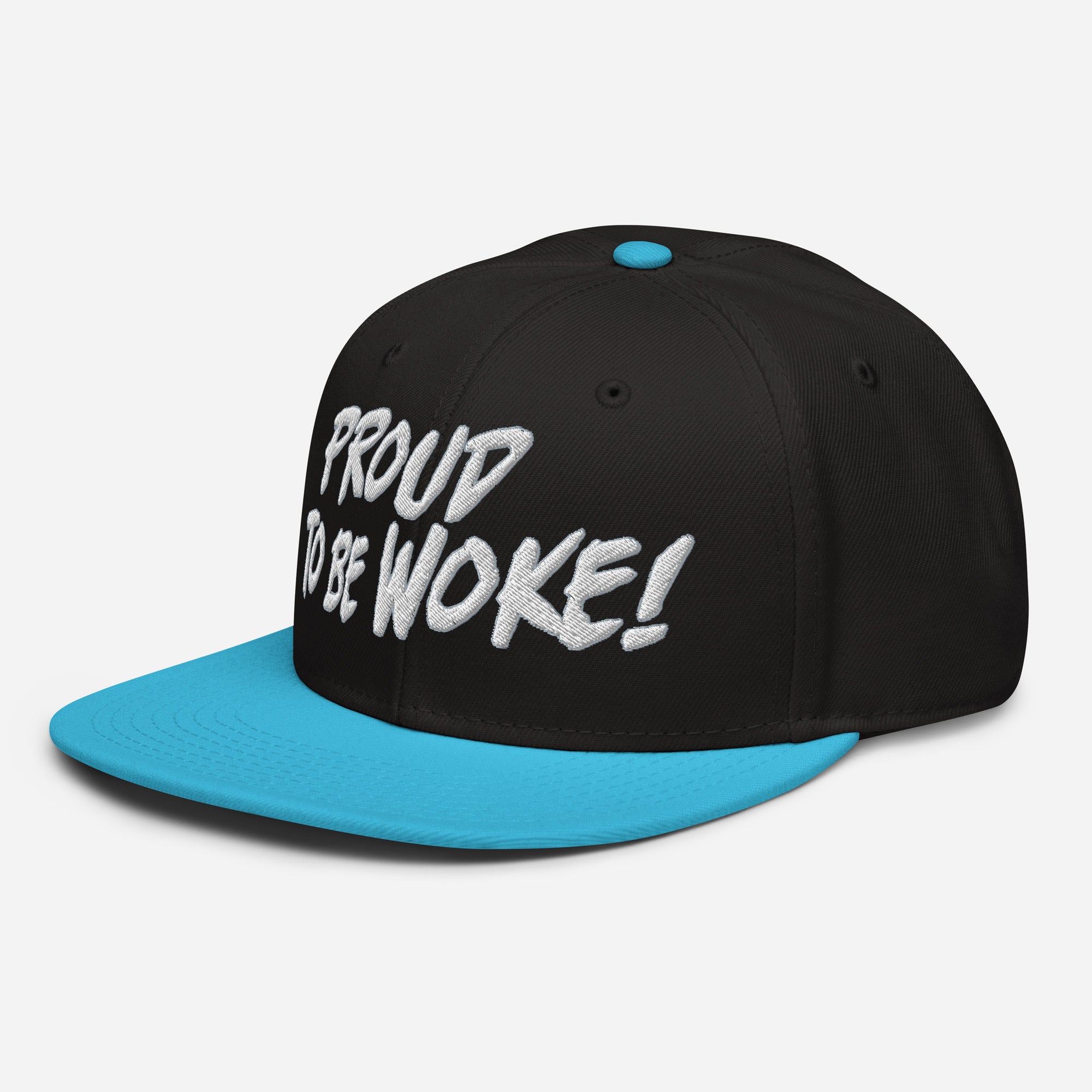 PROUD TO BE WOKE SNAPBACK CAP/aqua blue-black-black