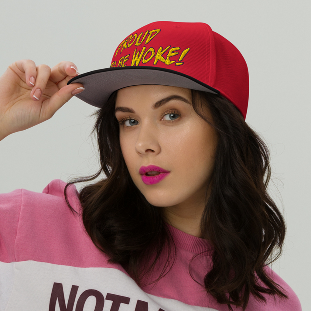 PROUD TO BE WOKE SNAPBACK CAP/Black/Red/Red