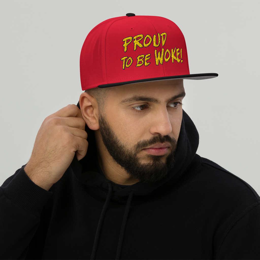 PROUD TO BE WOKE SNAPBACK CAP/Black/Red/Red