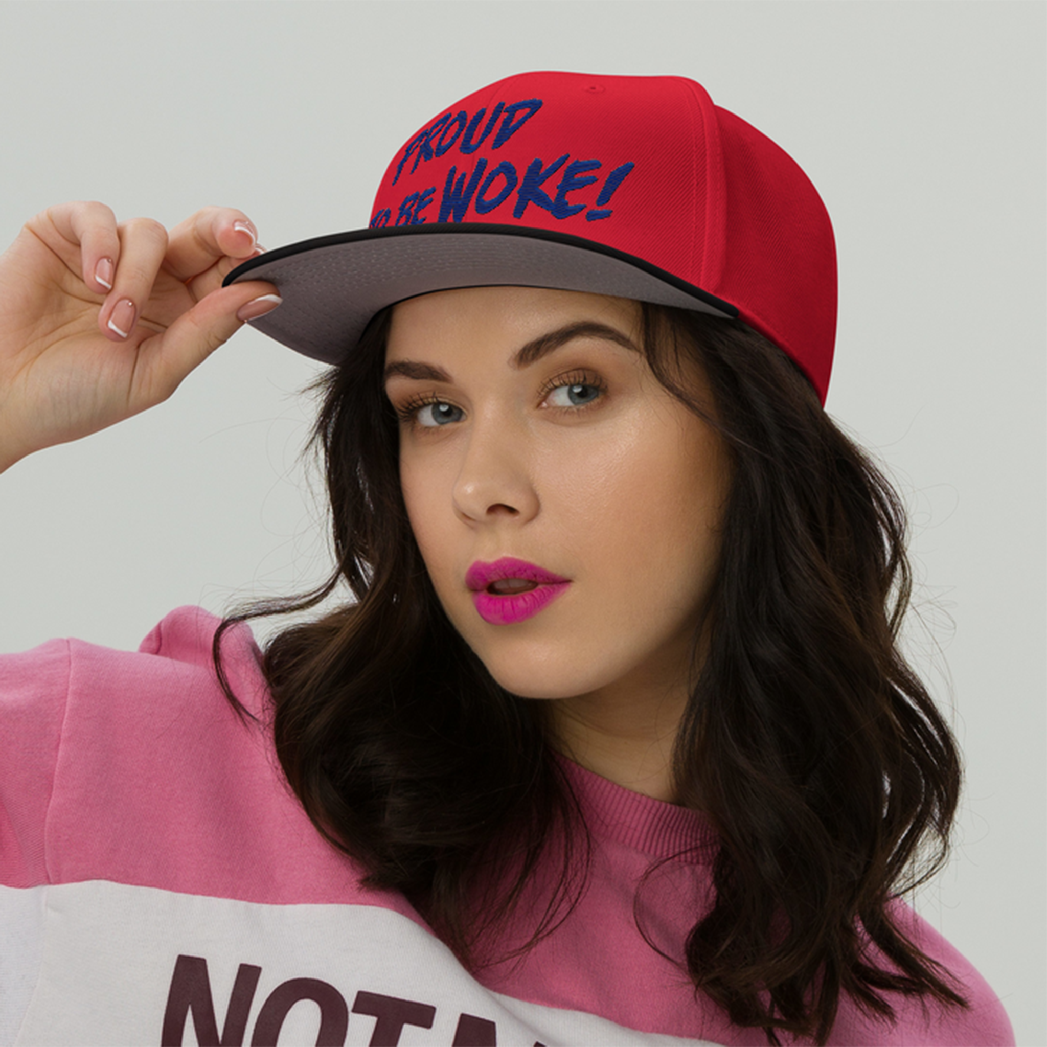 PROUD TO BE WOKE SNAPBACK CAP/Black/Red/Red