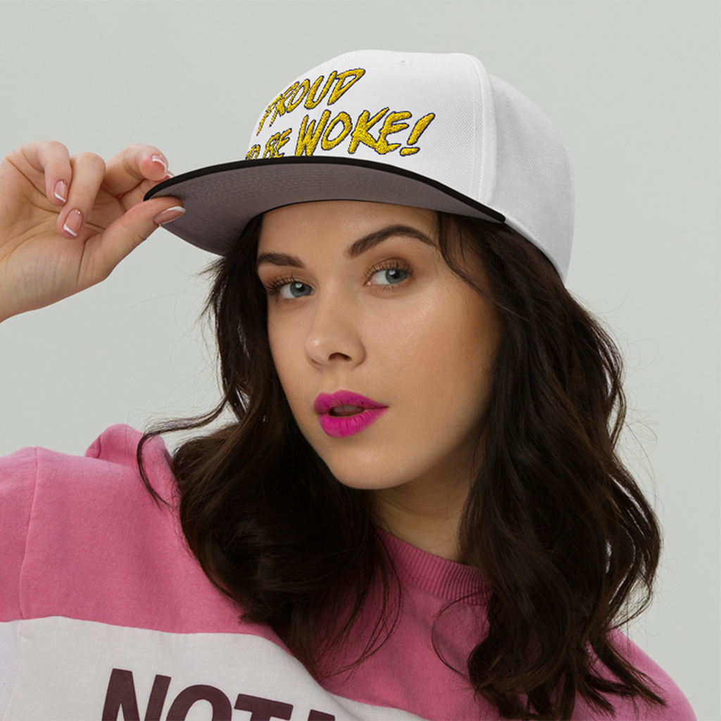 PROUD TO BE WOKE SNAPBACK CAP/Black/White/White