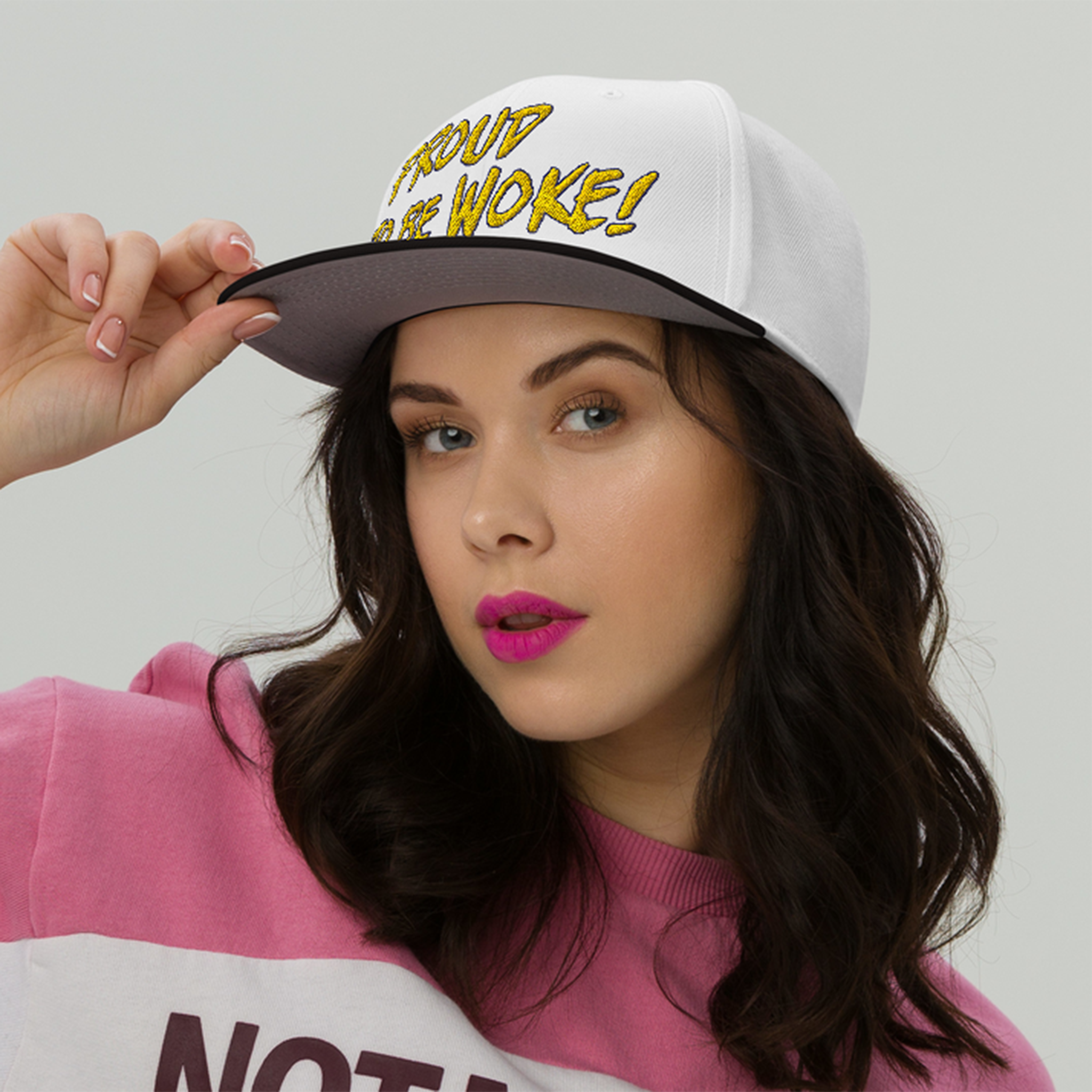 PROUD TO BE WOKE SNAPBACK CAP/Black/White/White