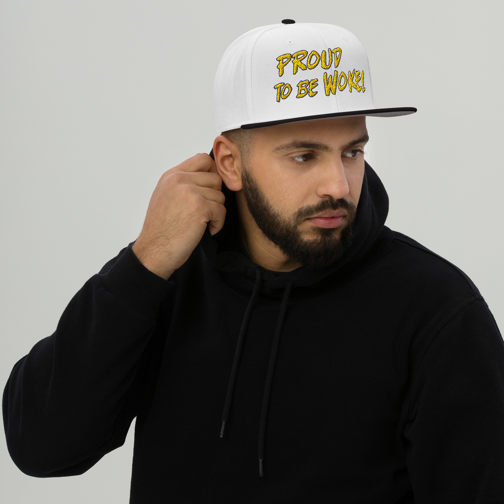 PROUD TO BE WOKE SNAPBACK CAP/Black/White/White