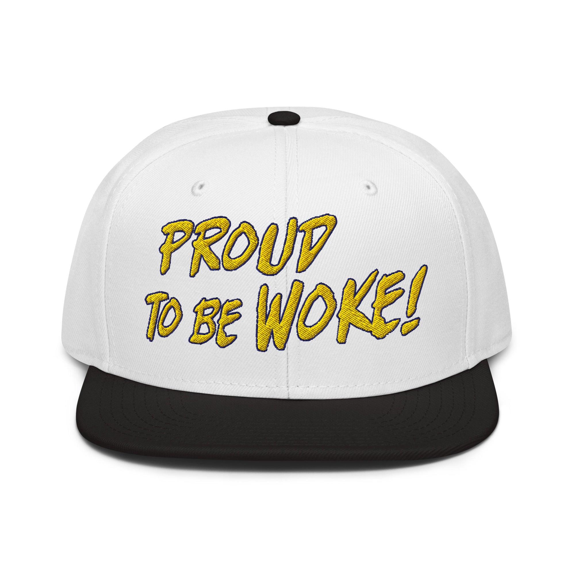 PROUD TO BE WOKE SNAPBACK CAP/black-white-white-front