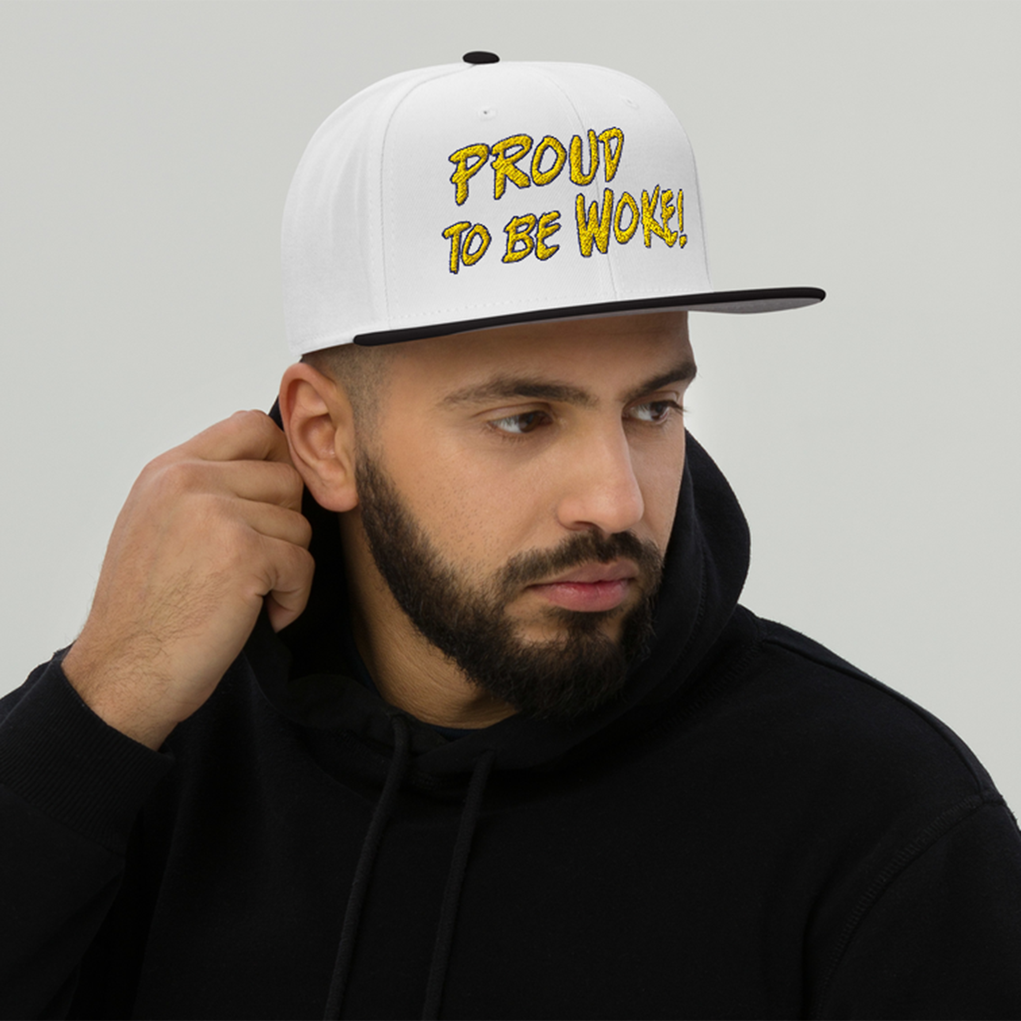 PROUD TO BE WOKE SNAPBACK CAP/
black-white-white-front