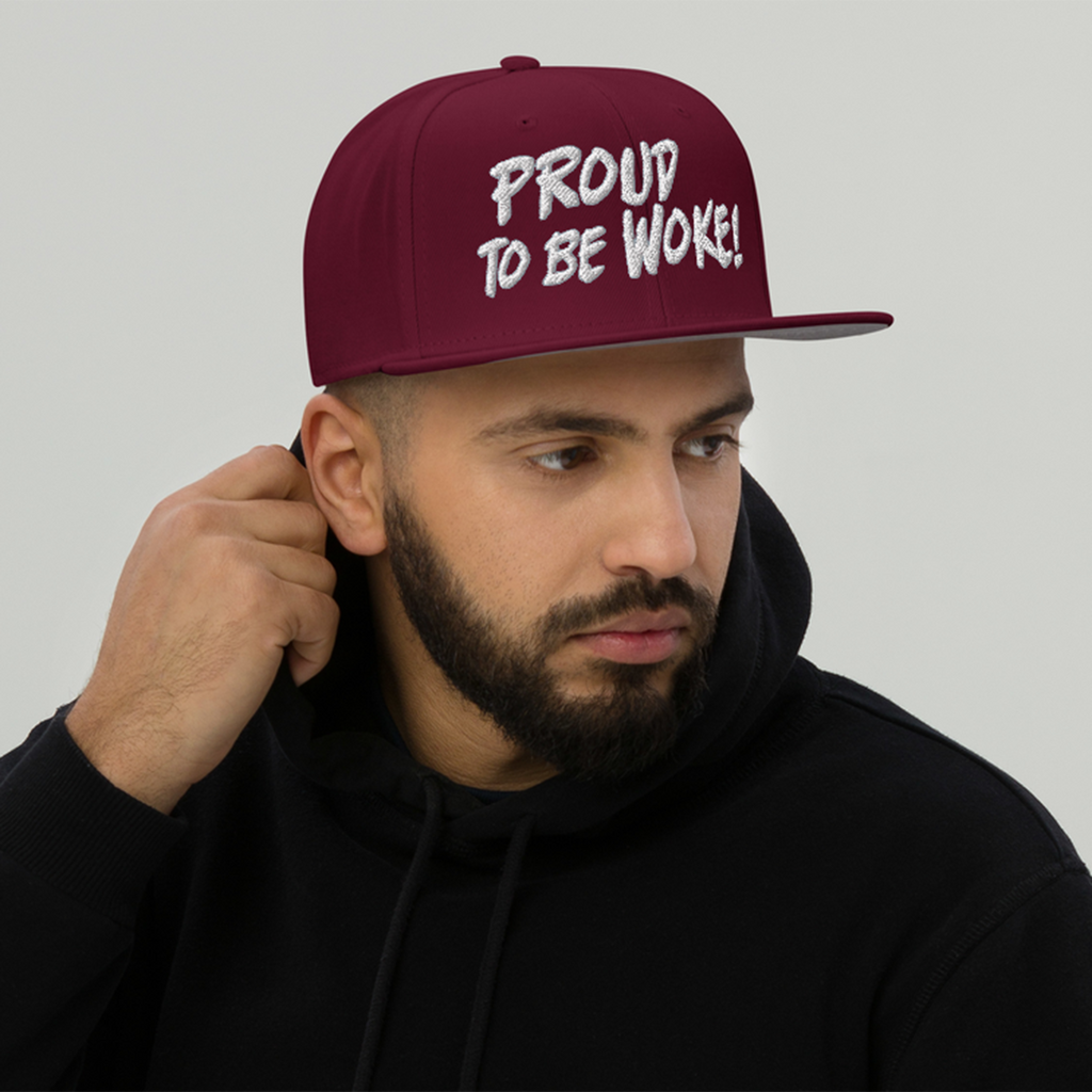 PROUD TO BE WOKE SNAPBACK CAP/
Burgundy maroon