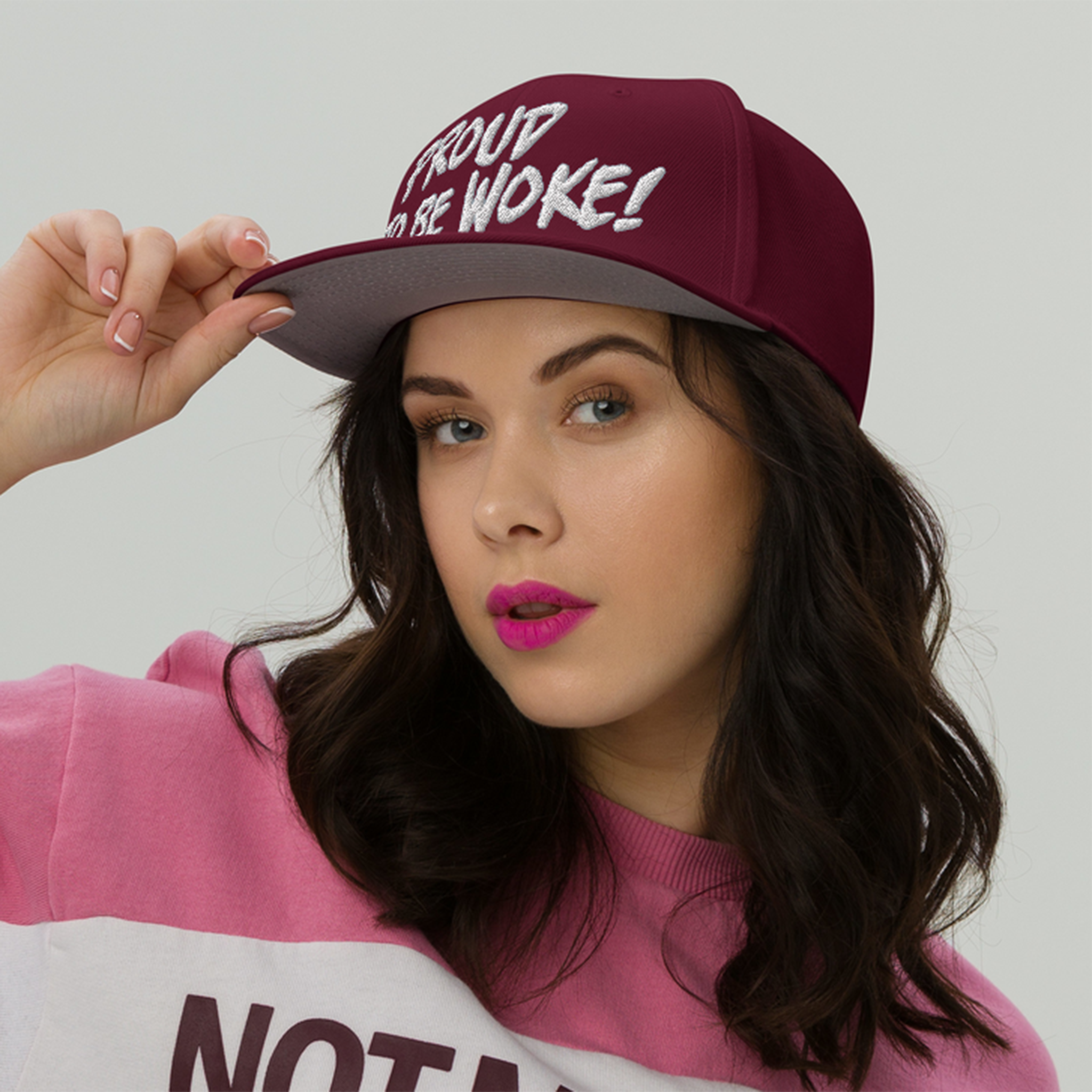 PROUD TO BE WOKE SNAPBACK CAP/Burgundy maroon