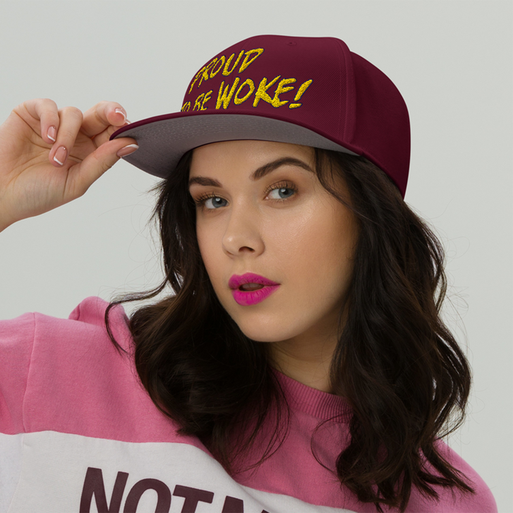 PROUD TO BE WOKE SNAPBACK CAP/Burgundy maroon
