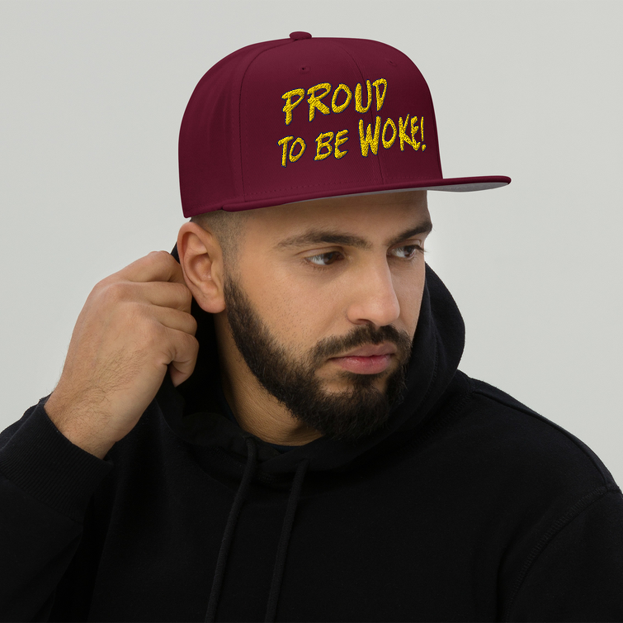 PROUD TO BE WOKE SNAPBACK CAP/Burgundy maroon