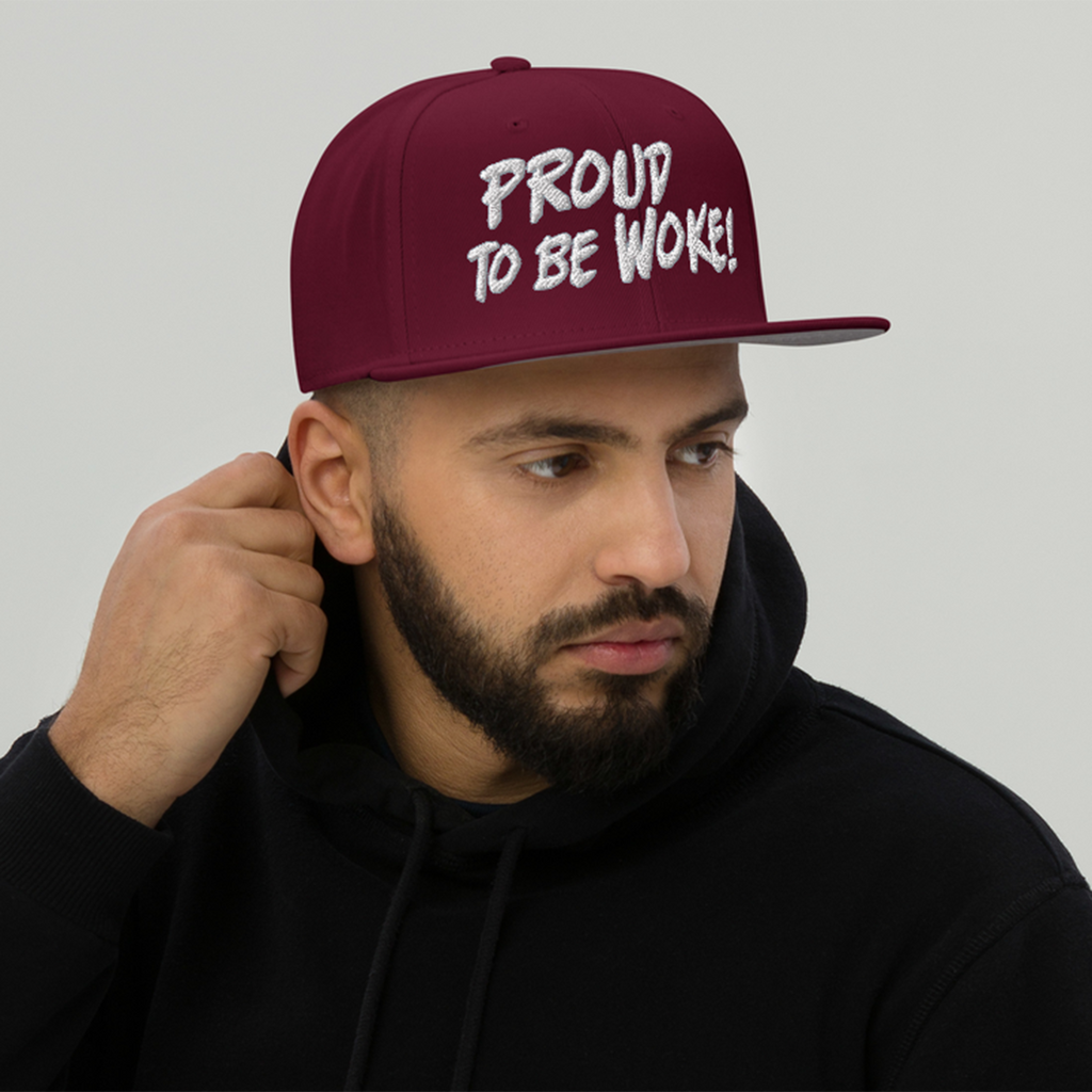 PROUD TO BE WOKE SNAPBACK CAP/Burgundy maroon