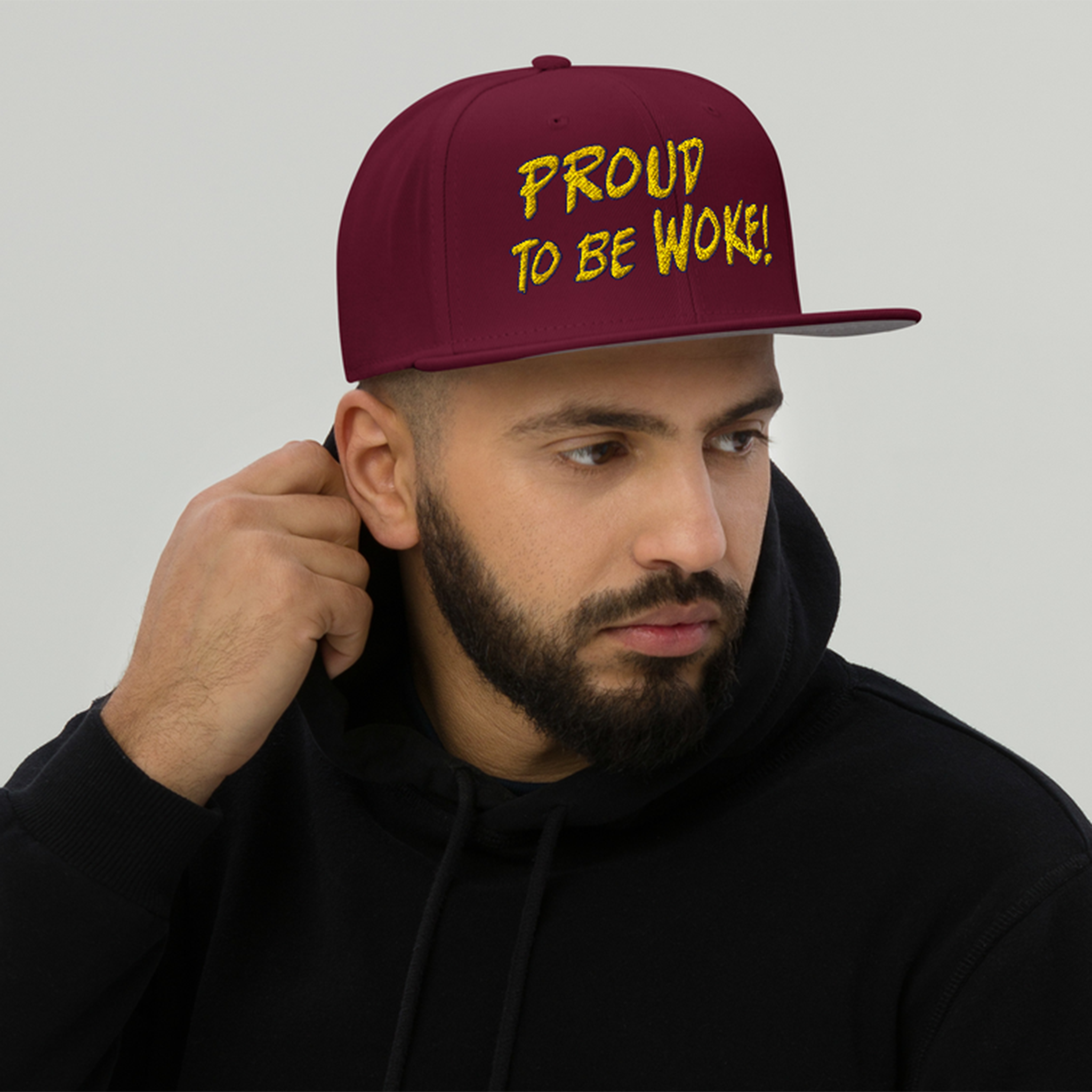 PROUD TO BE WOKE SNAPBACK CAP/Burgundy maroon