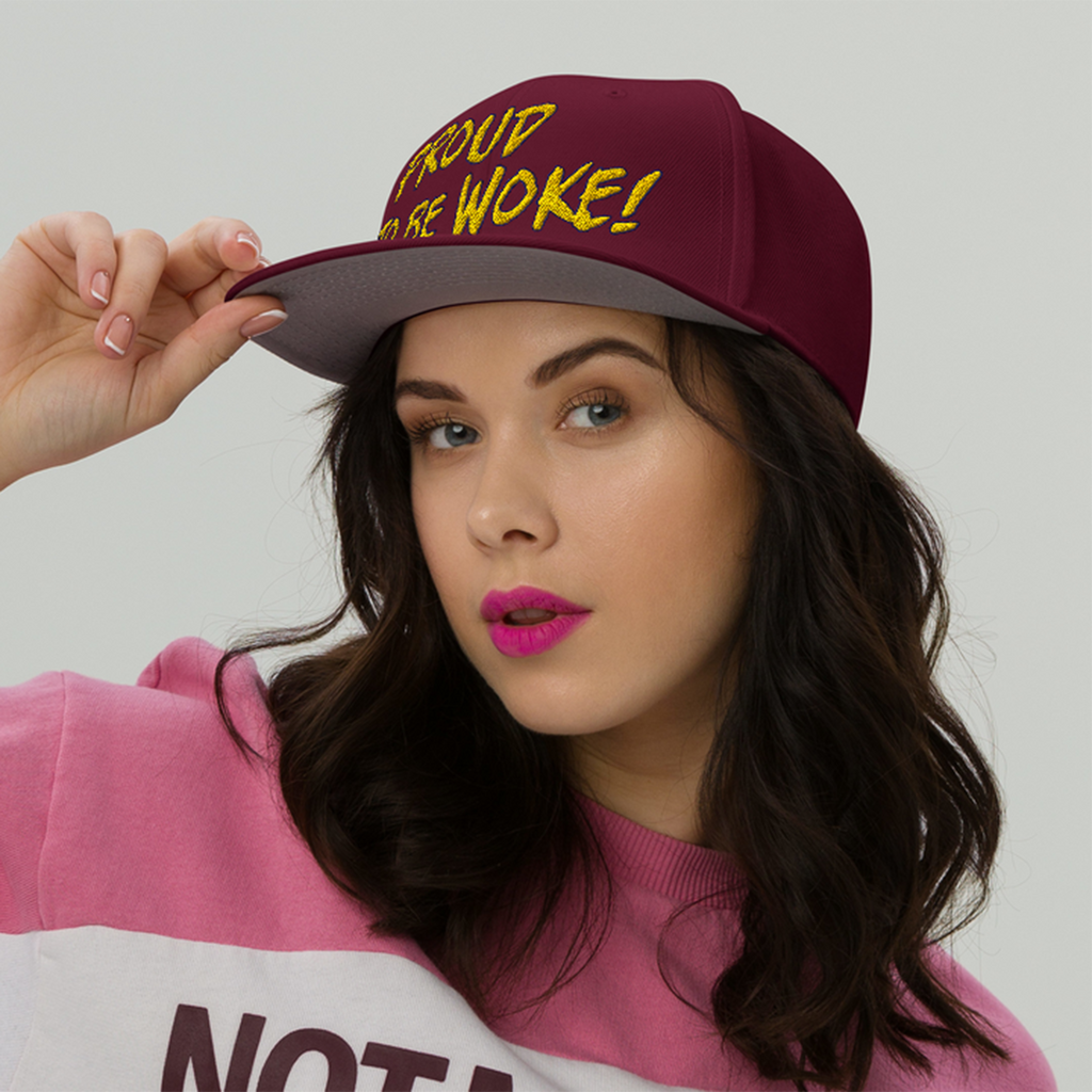 PROUD TO BE WOKE SNAPBACK CAP/Burgundy maroon