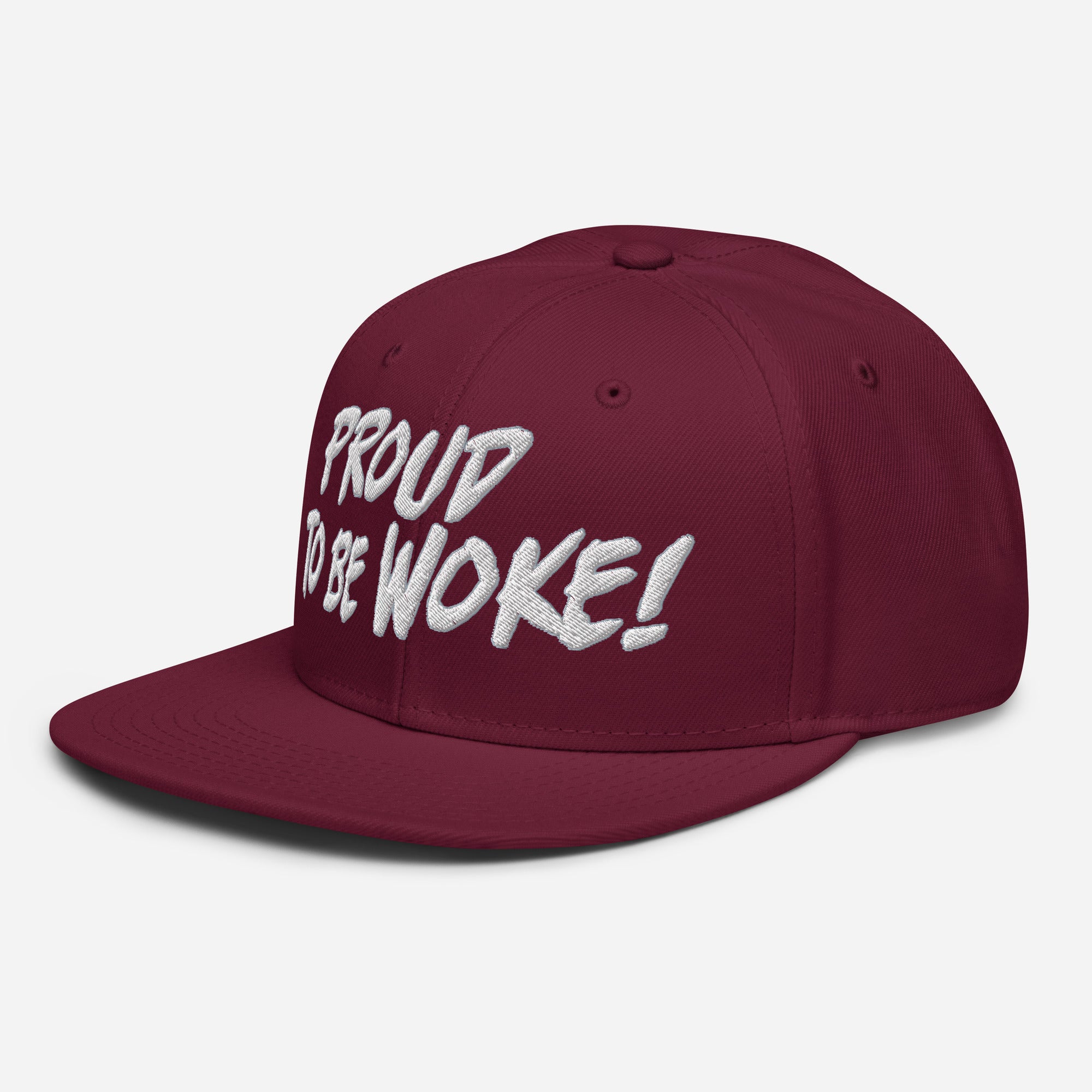 PROUD TO BE WOKE SNAPBACK CAP/
Burgundy maroon