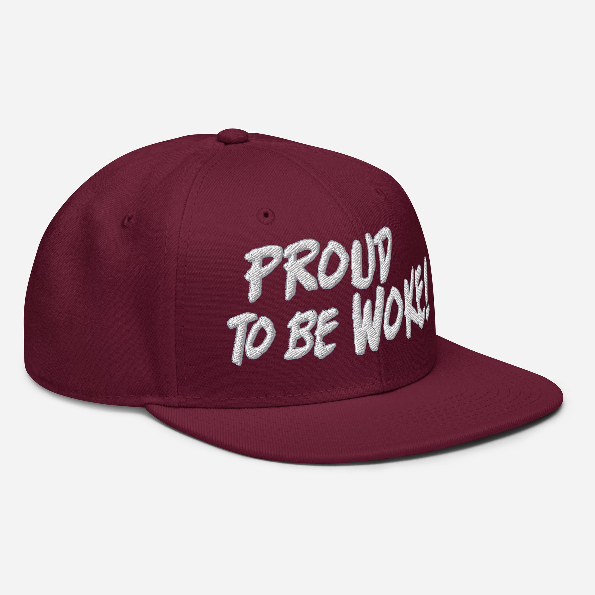 PROUD TO BE WOKE SNAPBACK CAP/Burgundy maroon