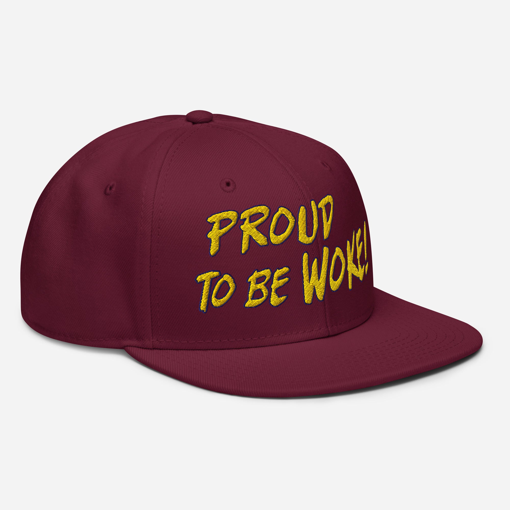 PROUD TO BE WOKE SNAPBACK CAP/Burgundy maroon