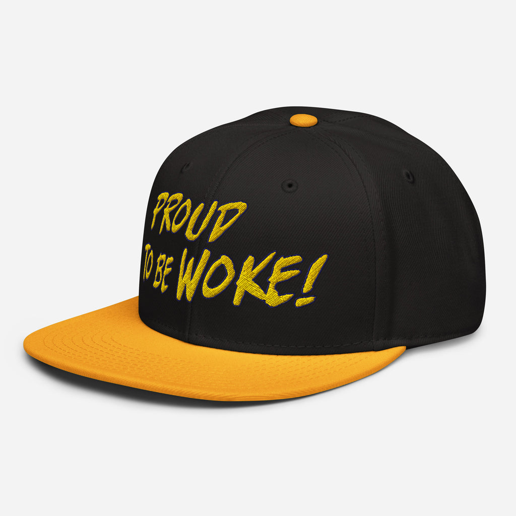 PROUD TO BE WOKE SNAPBACK CAP/Gold/Black/Black