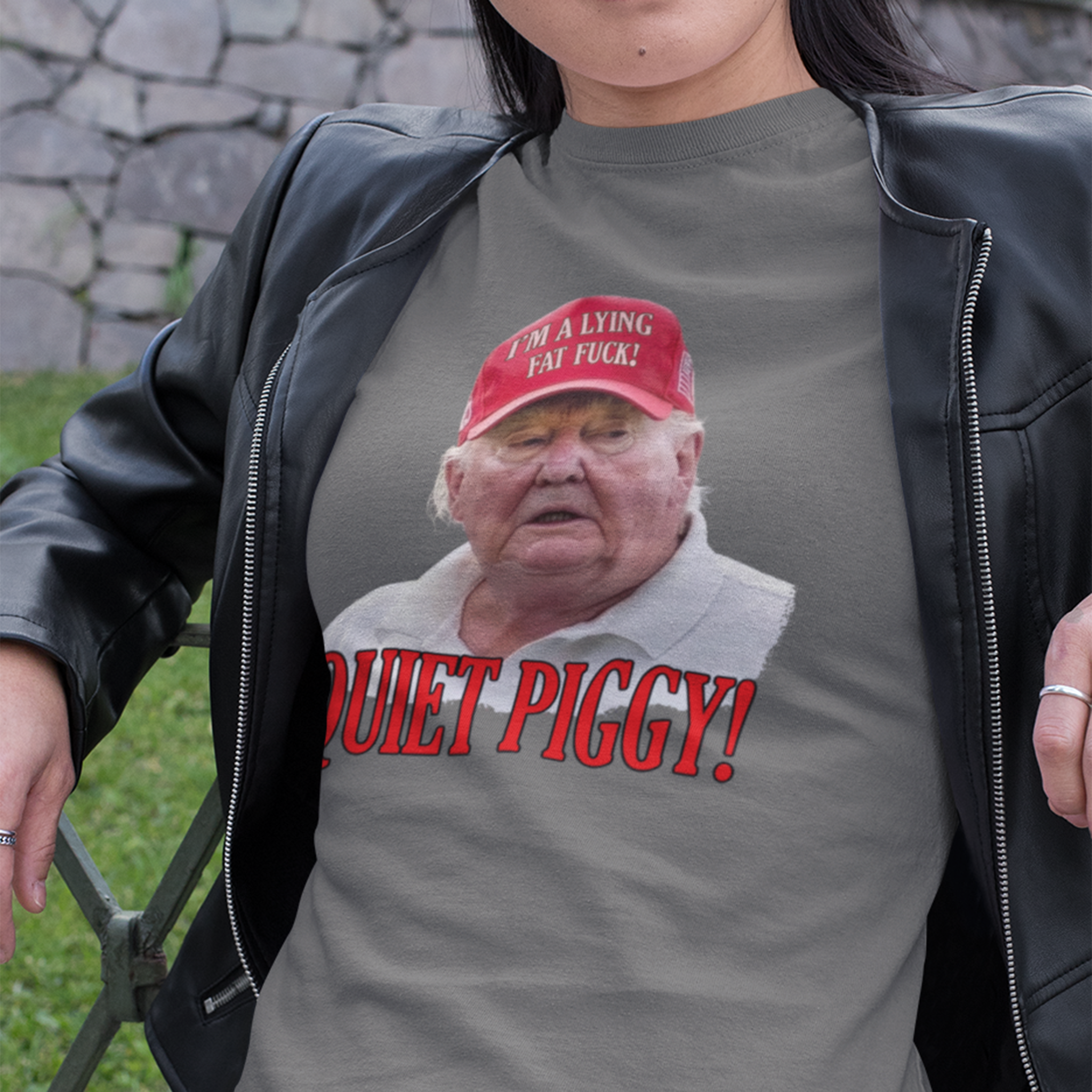 QUITE PIGGY T-SHIRT/ASPHALT